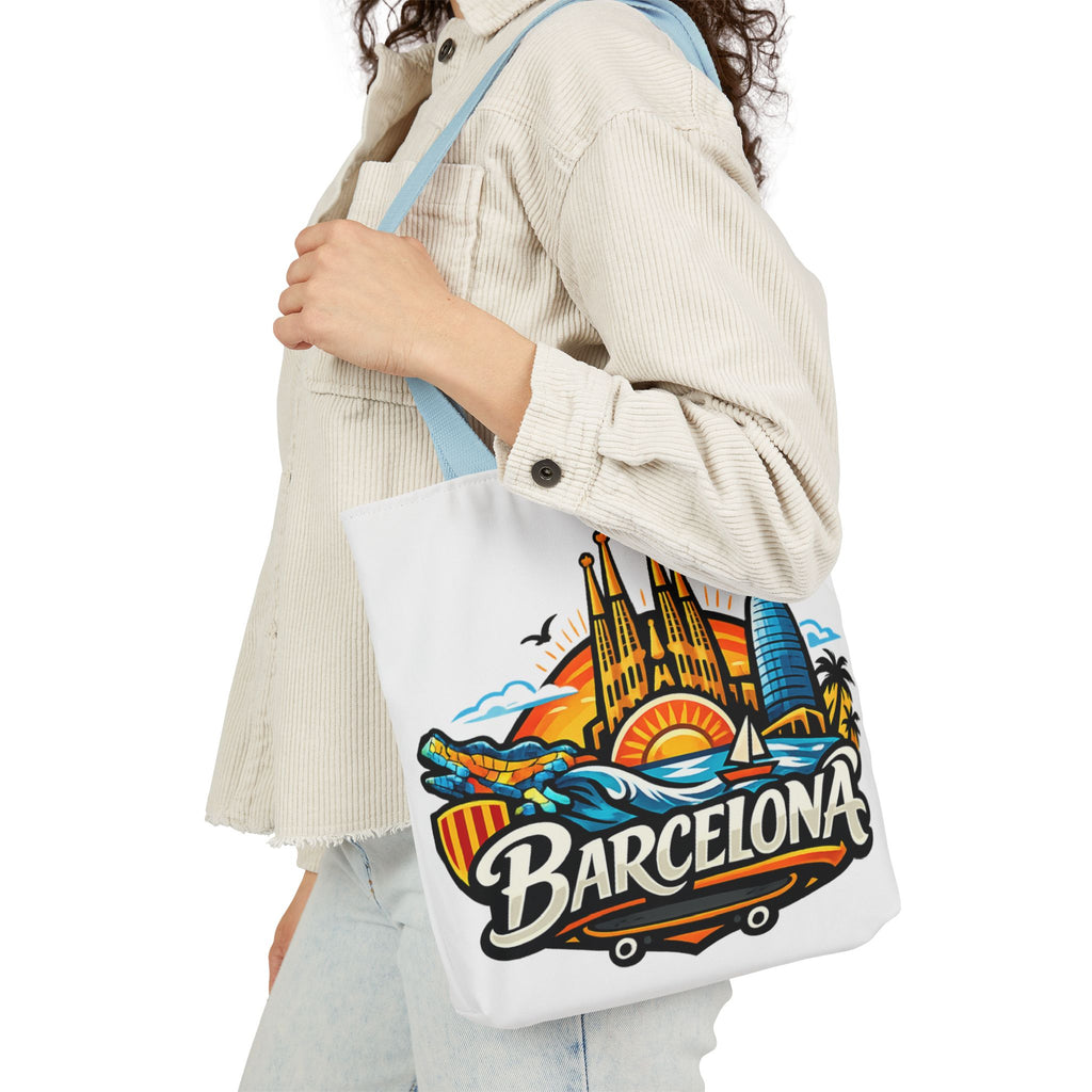 Barcelona Skyline Canvas Tote Bag — Colorful Travel Souvenir Tote
