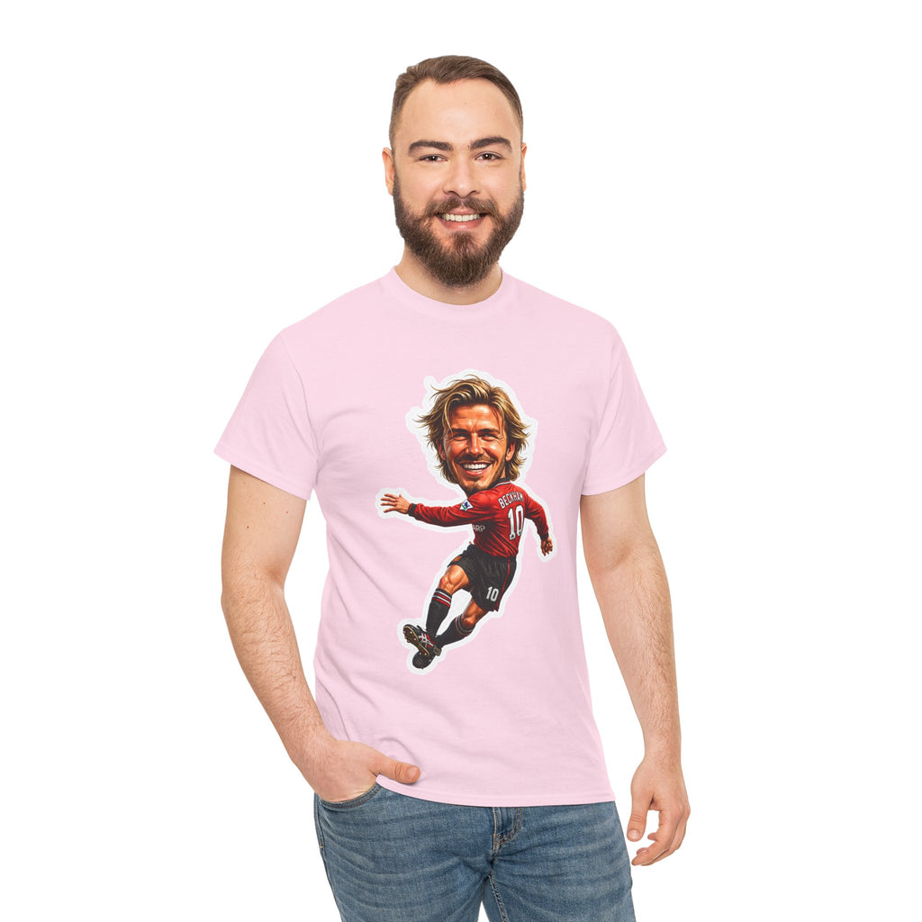 Beckham Caricature Cotton T-Shirt — Retro Football Player Graphic Tee