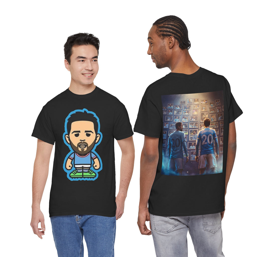 Bernardo Silva Manchester City Legend Graphic Tee — Player Cartoon Front & Tribute Poster Back