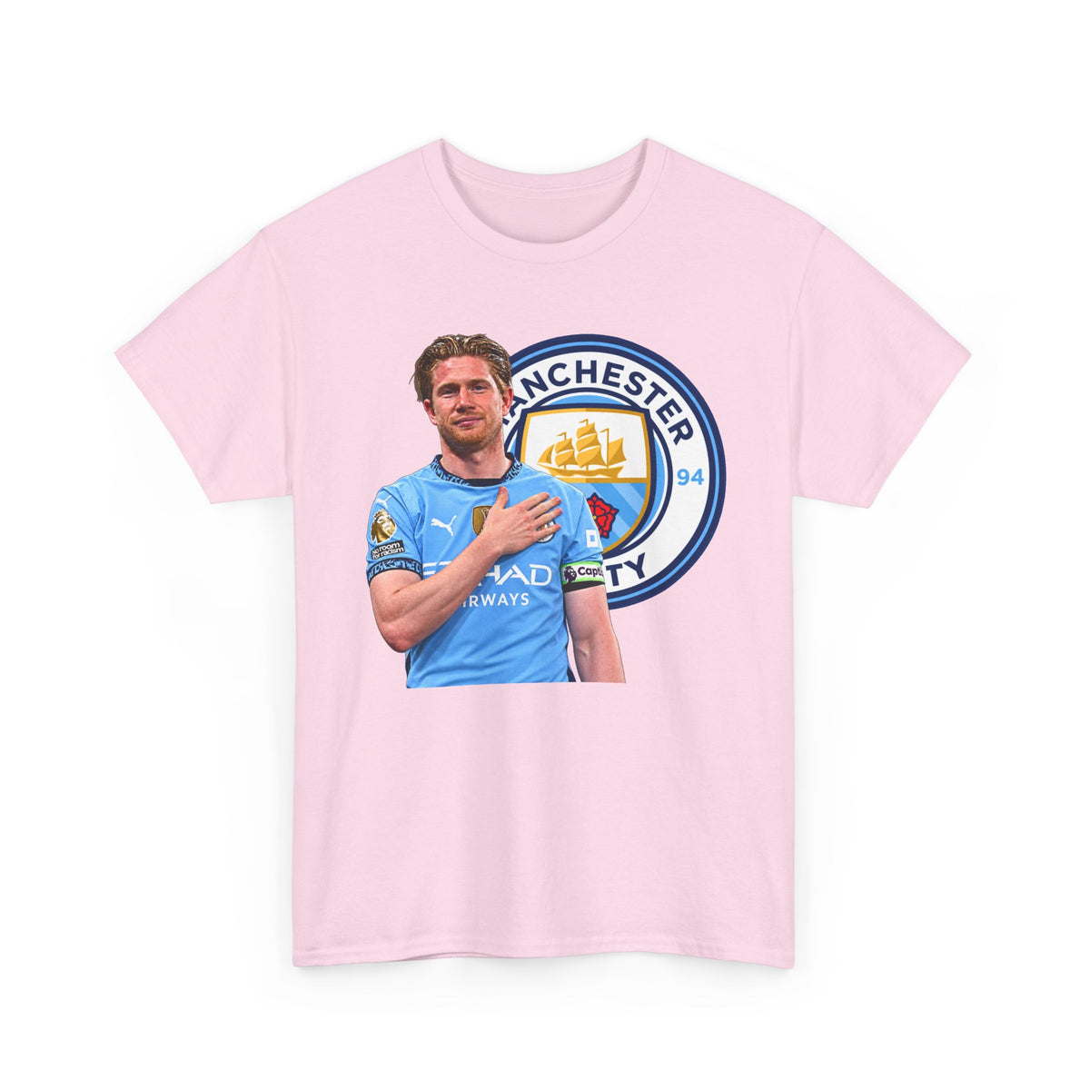 Kevin De Bruyne Manchester City Legend Cotton T-Shirt — Player Tribute Tee (Heart Badge Design)