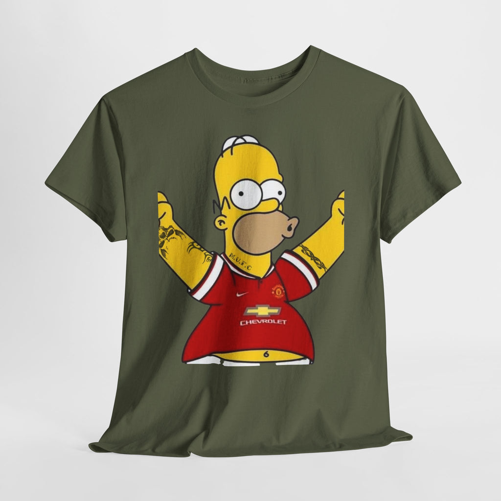 Homer Simpson Manchester Fan T-Shirt — Cartoon Football Supporter Tee