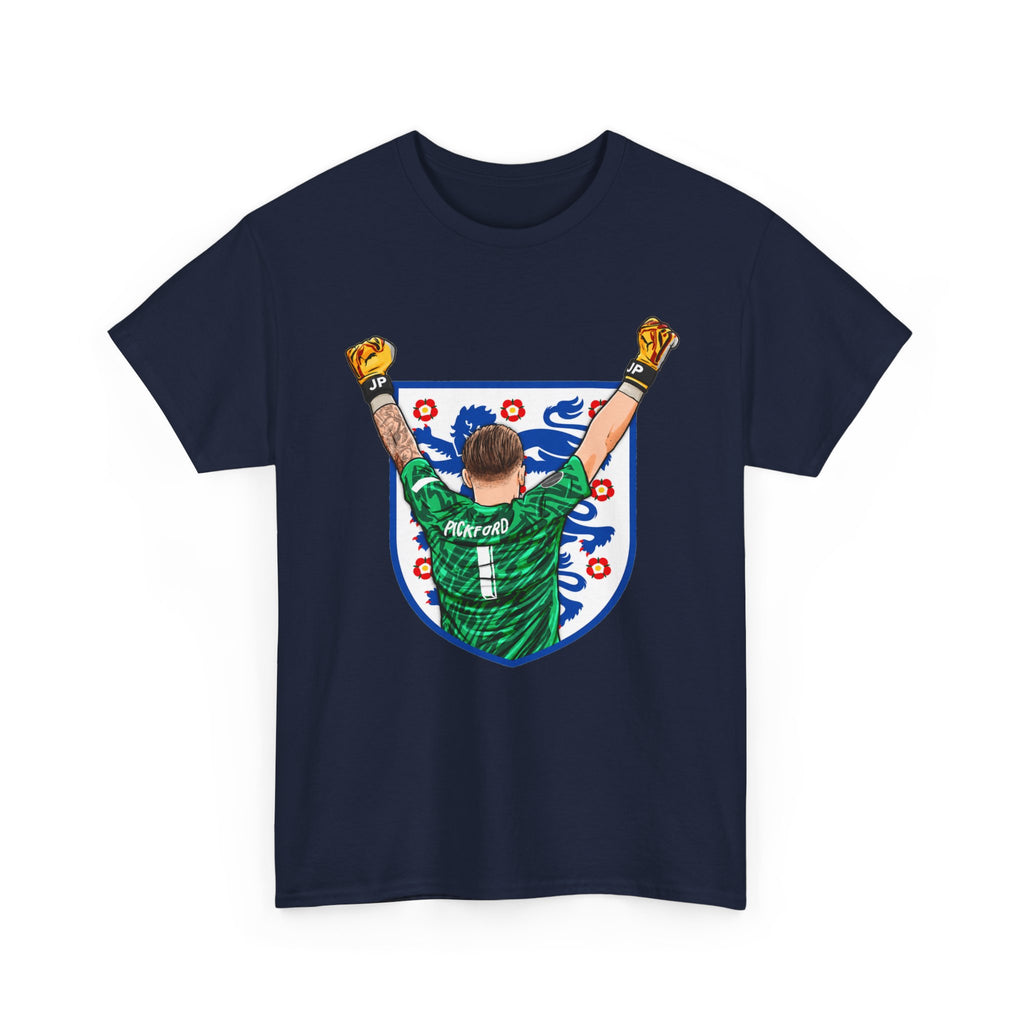 Pickford England Number 1 Goalkeeper Graphic Tee — Victory Pose Jersey Design