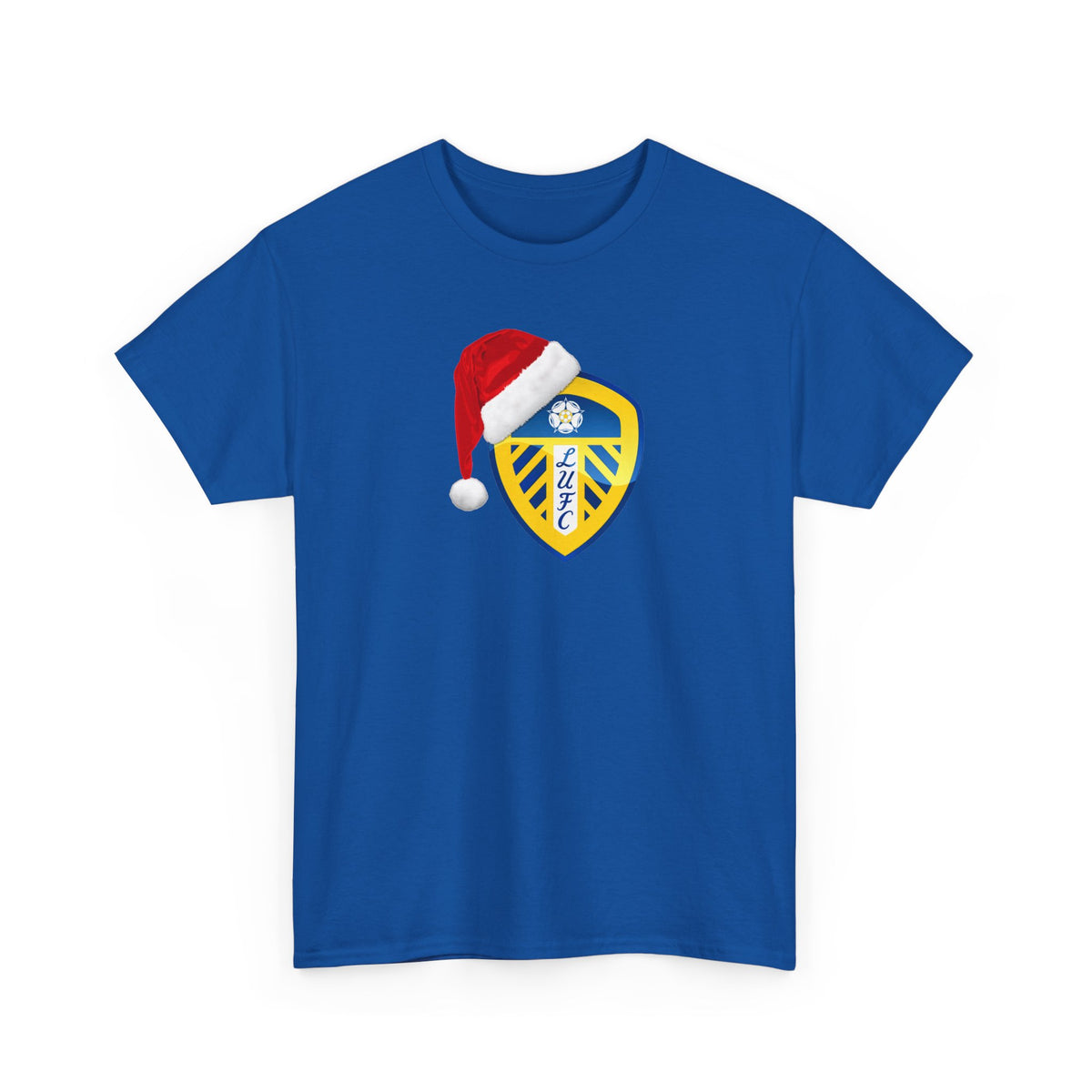 Leeds United Santa Hat Christmas Soccer Crest T‑Shirt – Festive Football Fan Tee