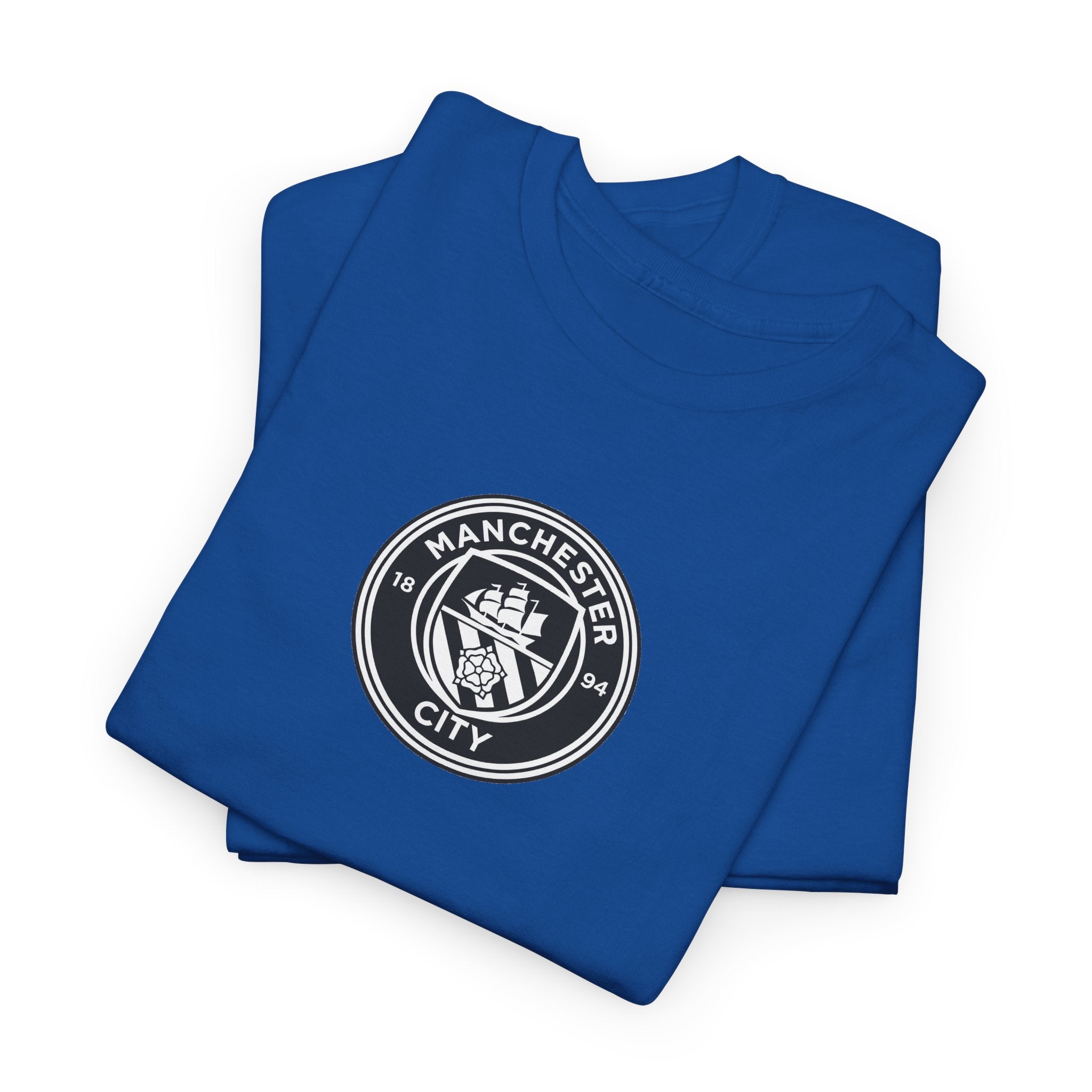 Man City Unofficial T-Shirt — Vintage Crest Logo Tee (Small Chest Emblem)