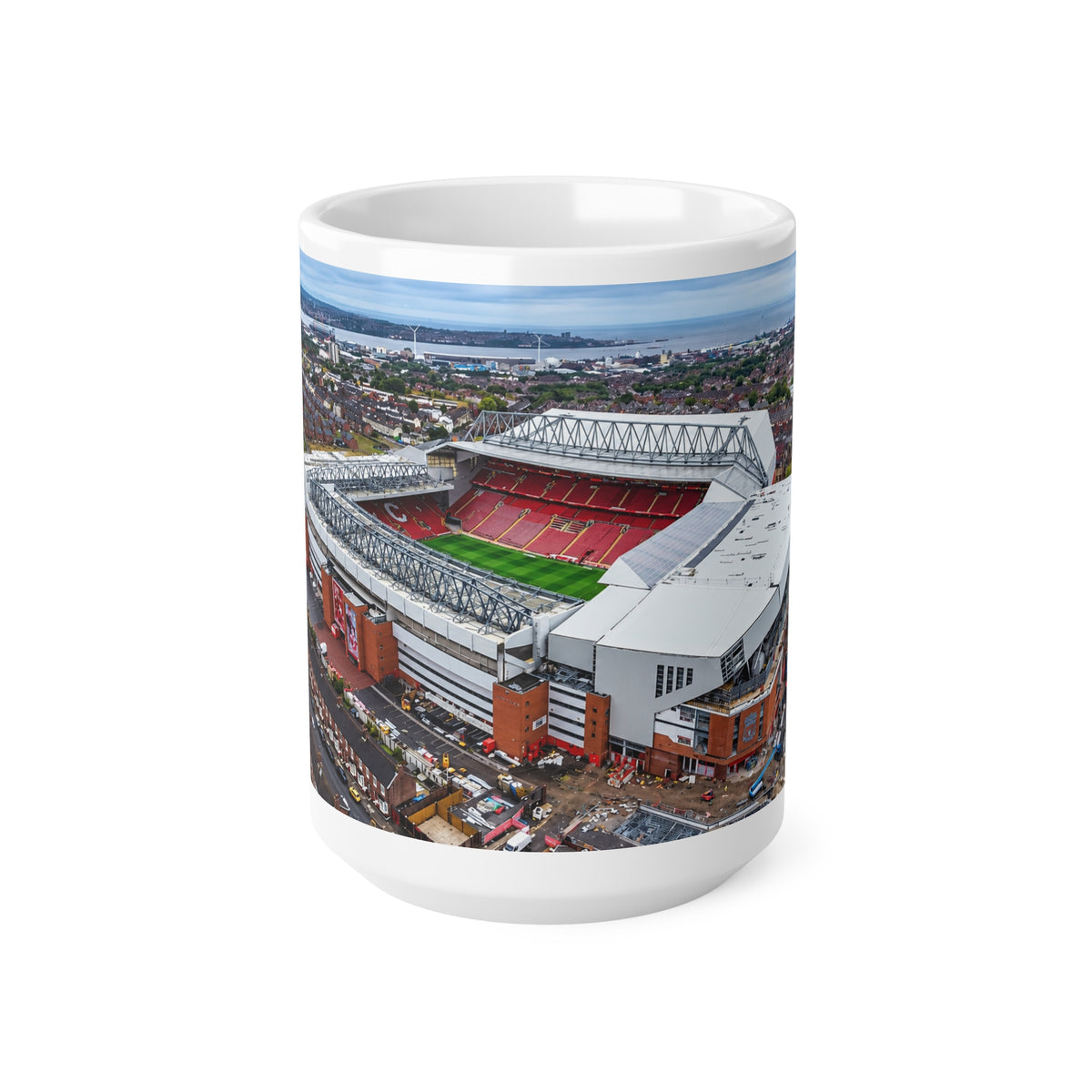 Liverpool's Anfield Stadium Aerial Photo Coffee Mug - Soccer Football Fan Gift, 11oz & 15oz Ceramic