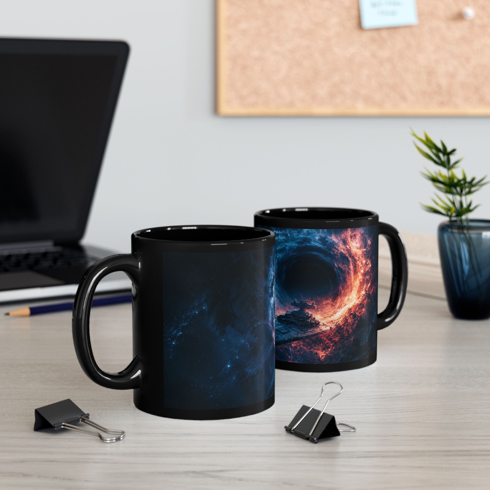Empire Star Destroyer Space Vortex Black Mug — Cosmic Black Hole Coffee Cup (11oz/15oz)
