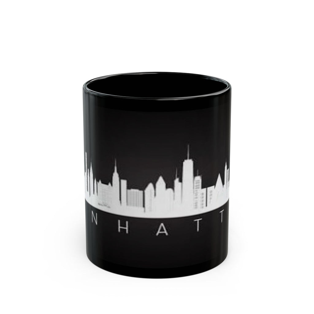 Manhattan Skyline Black Mug — Cityscape Coffee Cup (11oz & 15oz)