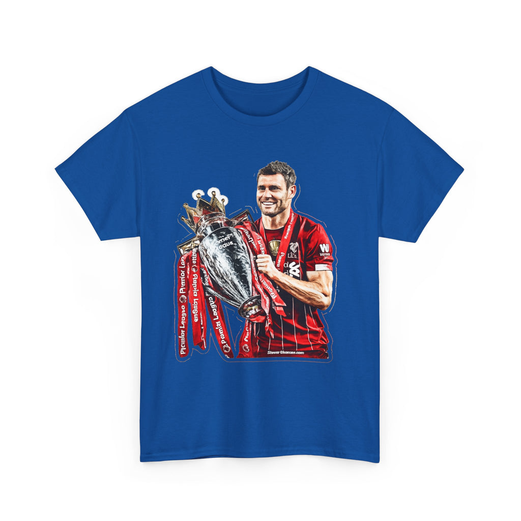 James Milner Liverpool Premier League Champion Trophy T-Shirt — Player Holding Premier Trophy