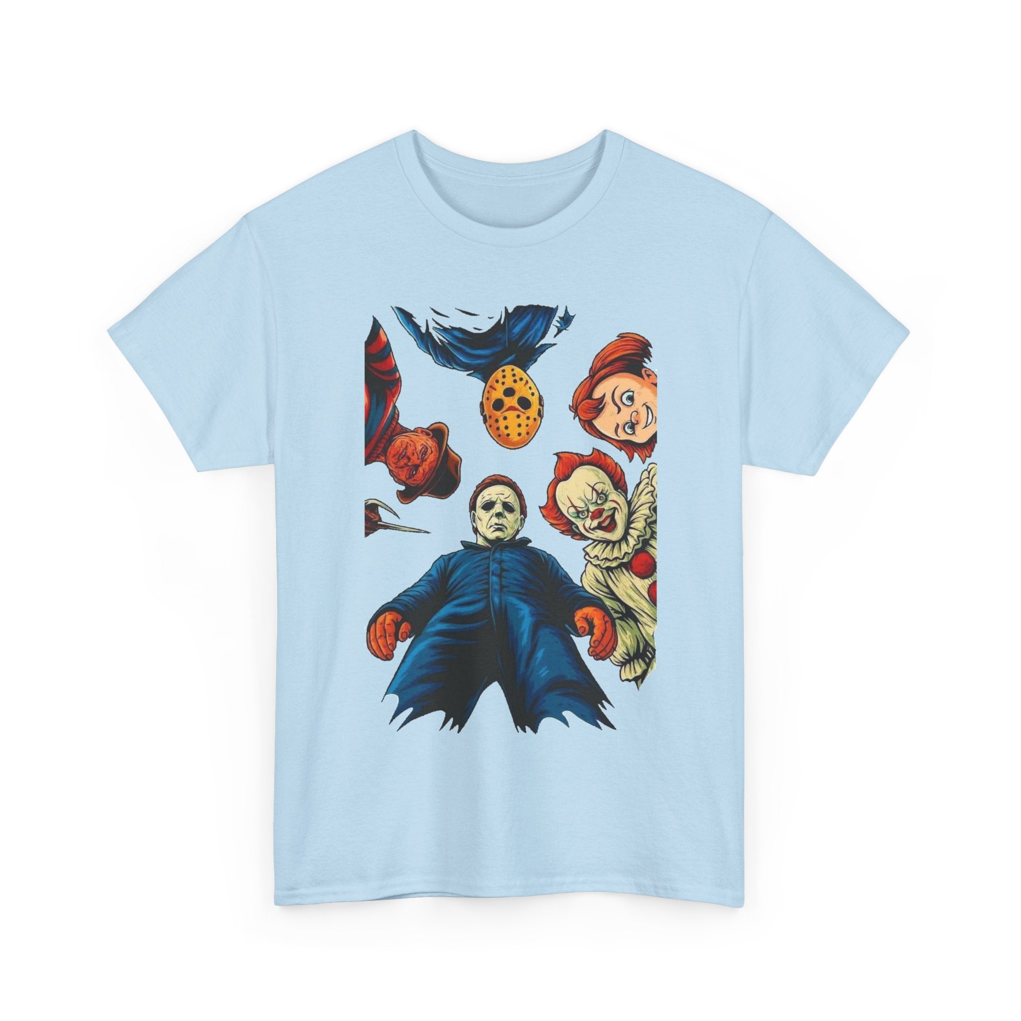 Horror Movie Icons Graphic Tee — Michael Myers, Jason & Classic Clowns Halloween T-Shirt