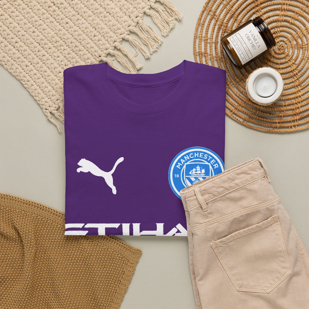 Man City Inspired Etihad Airways Logo Tee - Black Puma Style Football Shirt