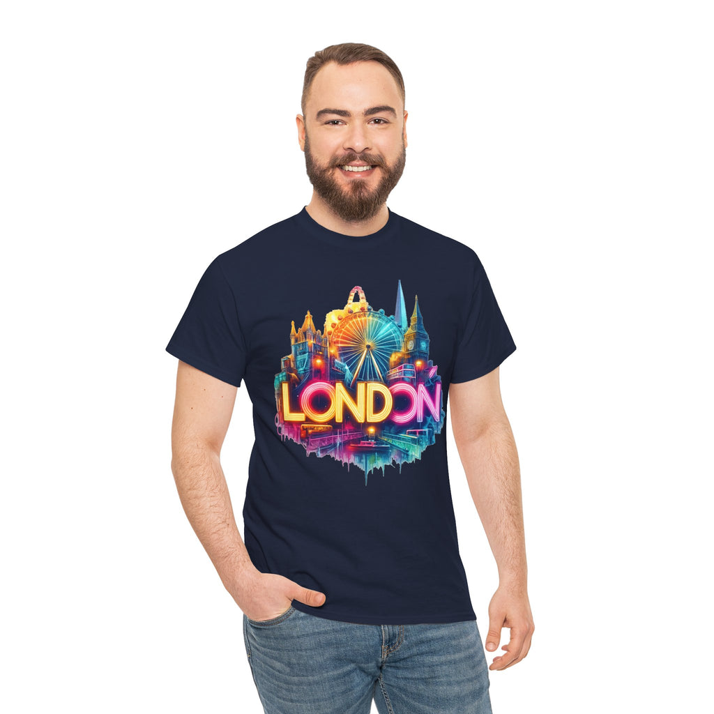 London Skyline Tee — Colorful Neon London Landmark T-Shirt