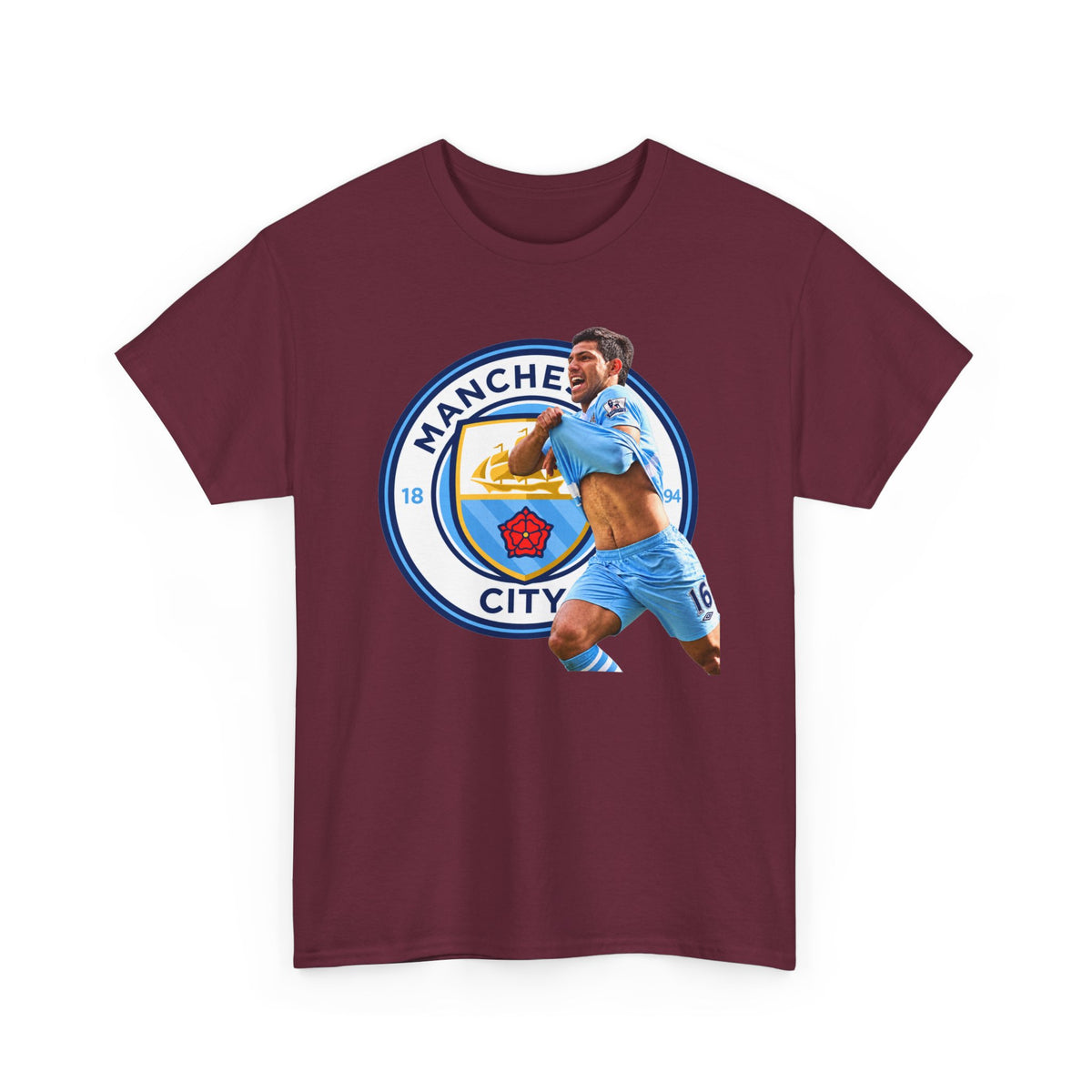 Sergio Aguero Manchester City Legend Soccer Tee — Player Celebration Graphic T-Shirt