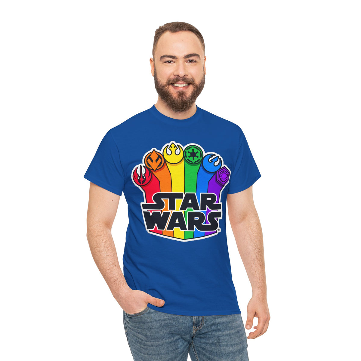 Star Wars Rainbow Emblem Tee — LGBTQ+ Pride Fan Cotton Shirt