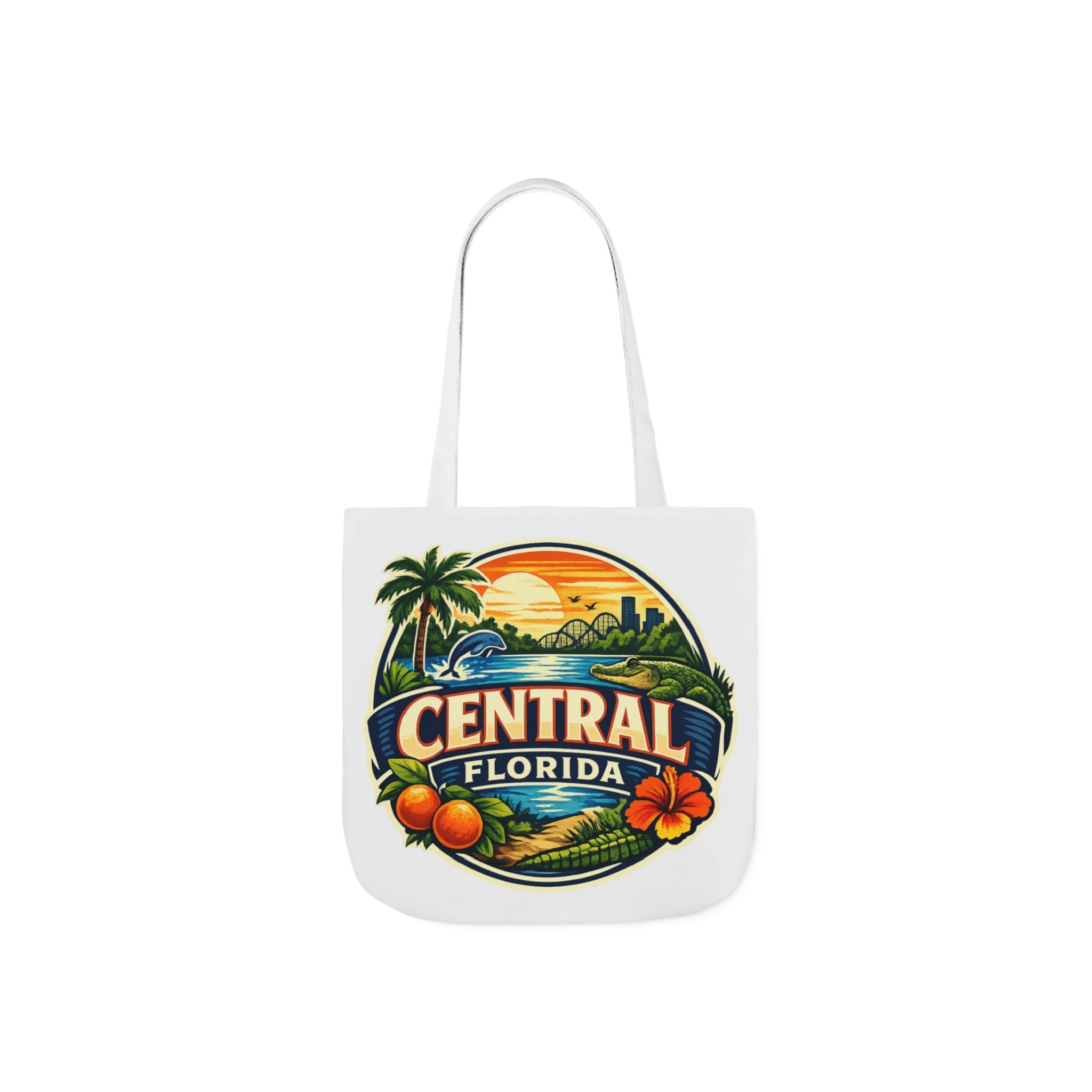 Central Florida Canvas Tote Bag — Vintage Sunset Palm Beach Market Tote