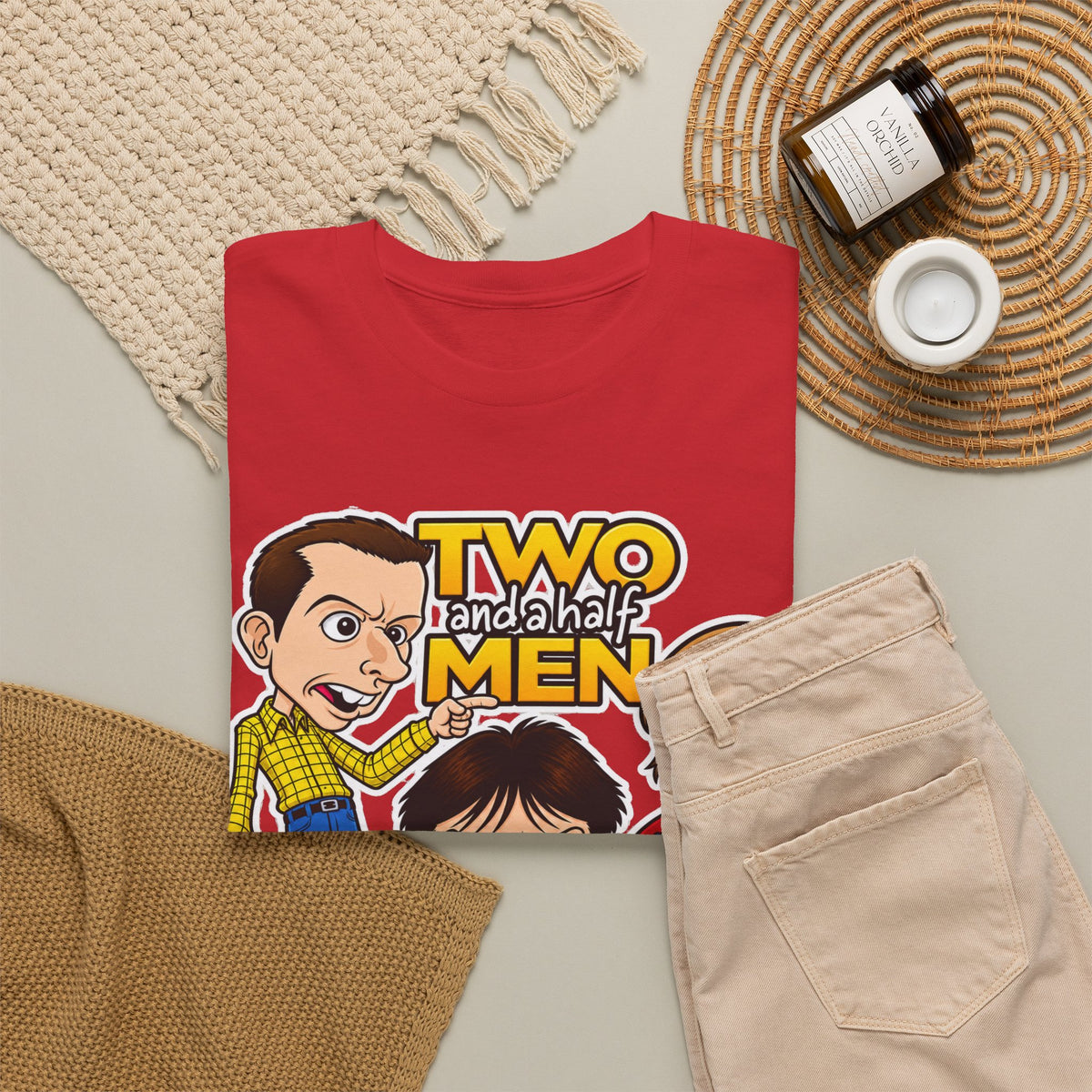 Two and a Half Men Inspired Cartoon Tee — Retro TV Comedy Graphic T-Shirt