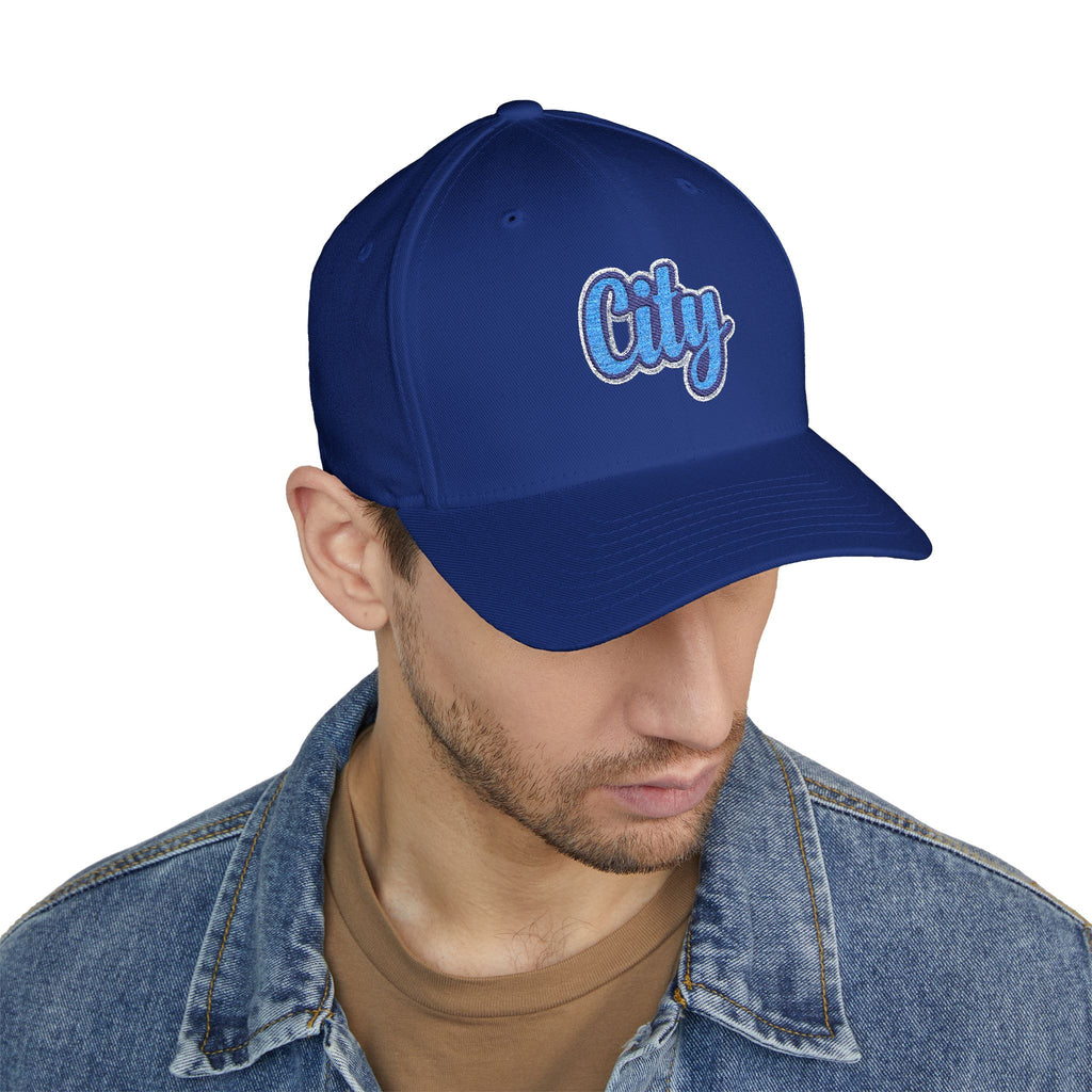 Embroidered "City" Script Closed-Back Baseball Cap