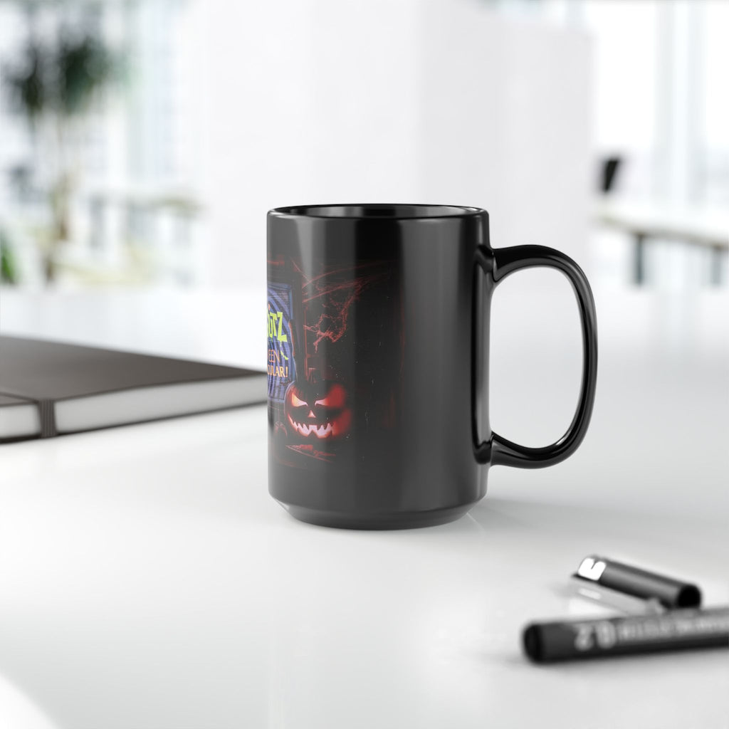 Halloween Horror Mug — 'Blood & Gutz Halloween Fright-Tacular' Black Ceramic Coffee Cup