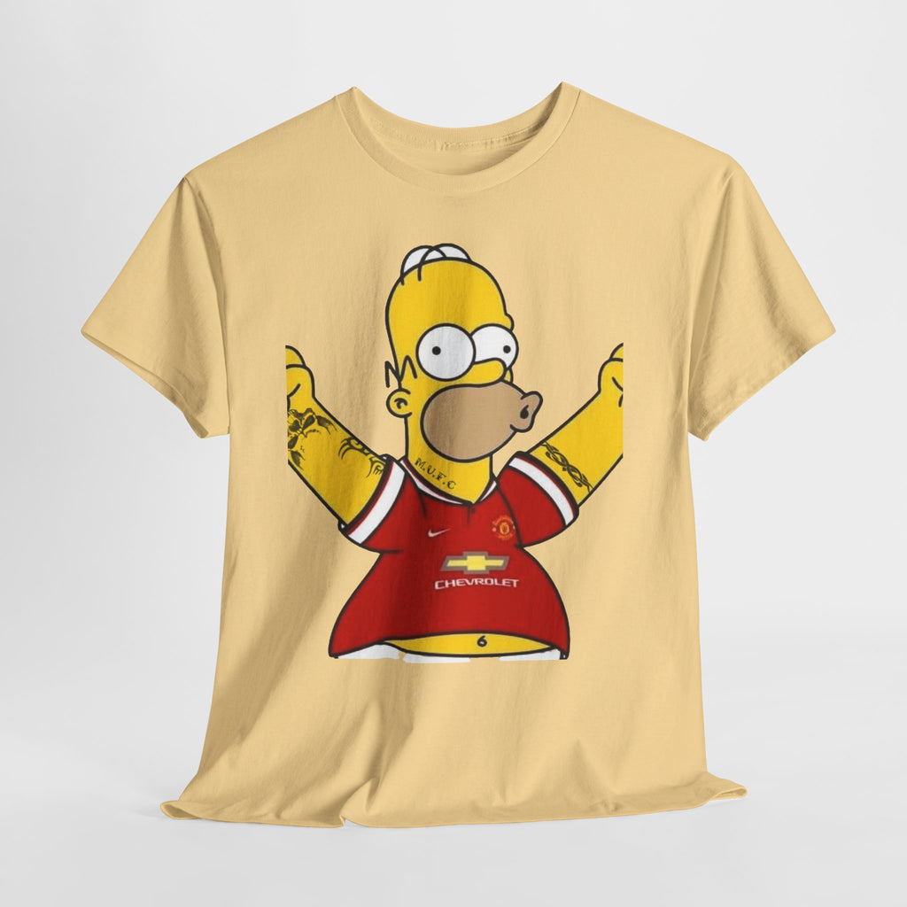 Homer Simpson Manchester Fan T-Shirt — Cartoon Football Supporter Tee