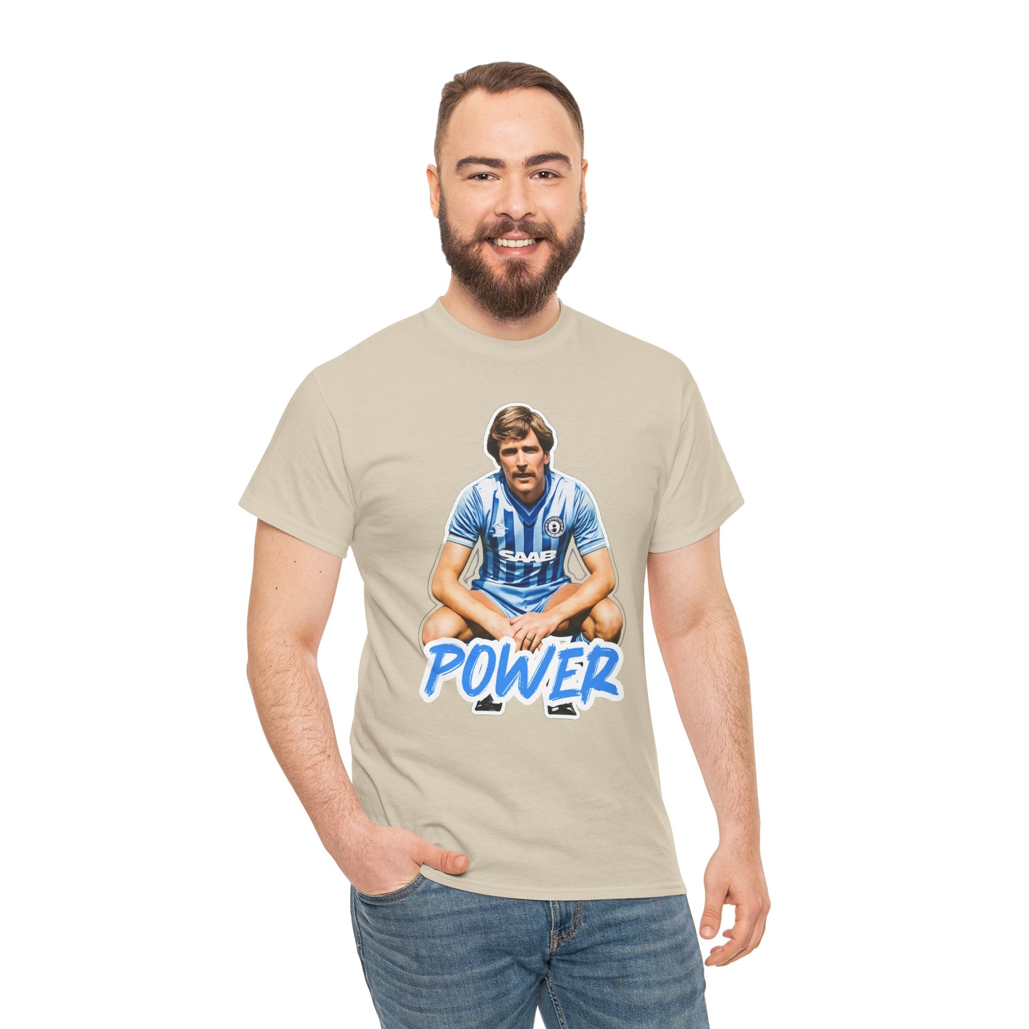 Paul Power Manchester City Legend Player Graphic Tee — Retro Football Jersey Design