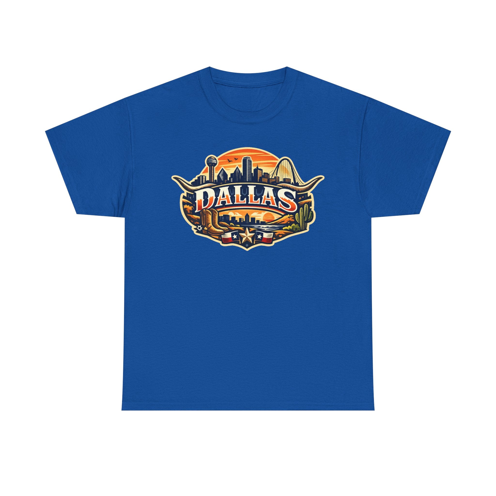 Dallas Skyline Retro Tee — Vintage Cityscape T‑Shirt with 'Dallas' Graphic