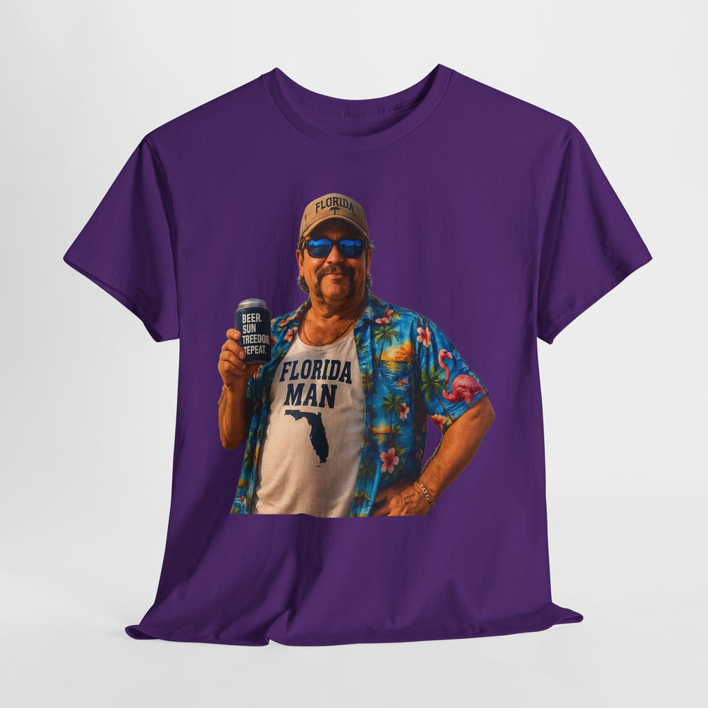 Florida Man Graphic Tee — Funny Vacation Shirt with Hawaiian Shirt Design