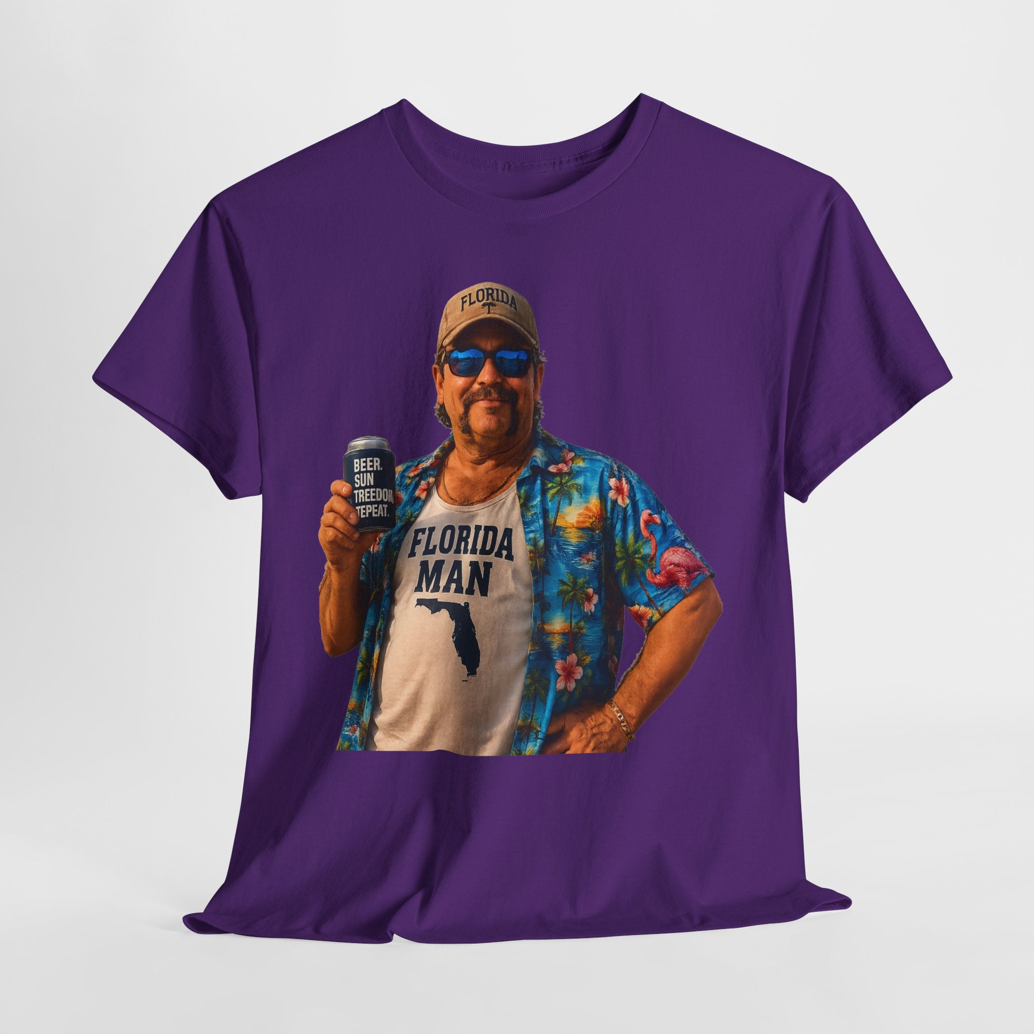 Florida Man Graphic Tee — Funny Vacation Shirt with Hawaiian Shirt Design