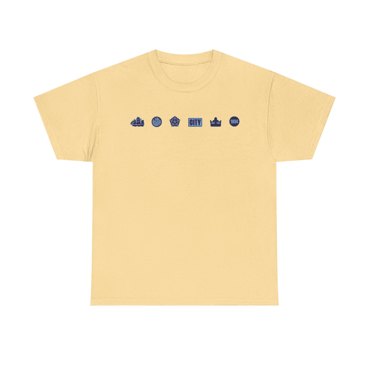 Manchester City Minimal City Icons Tee — Navy Skyline Icons Chest Print