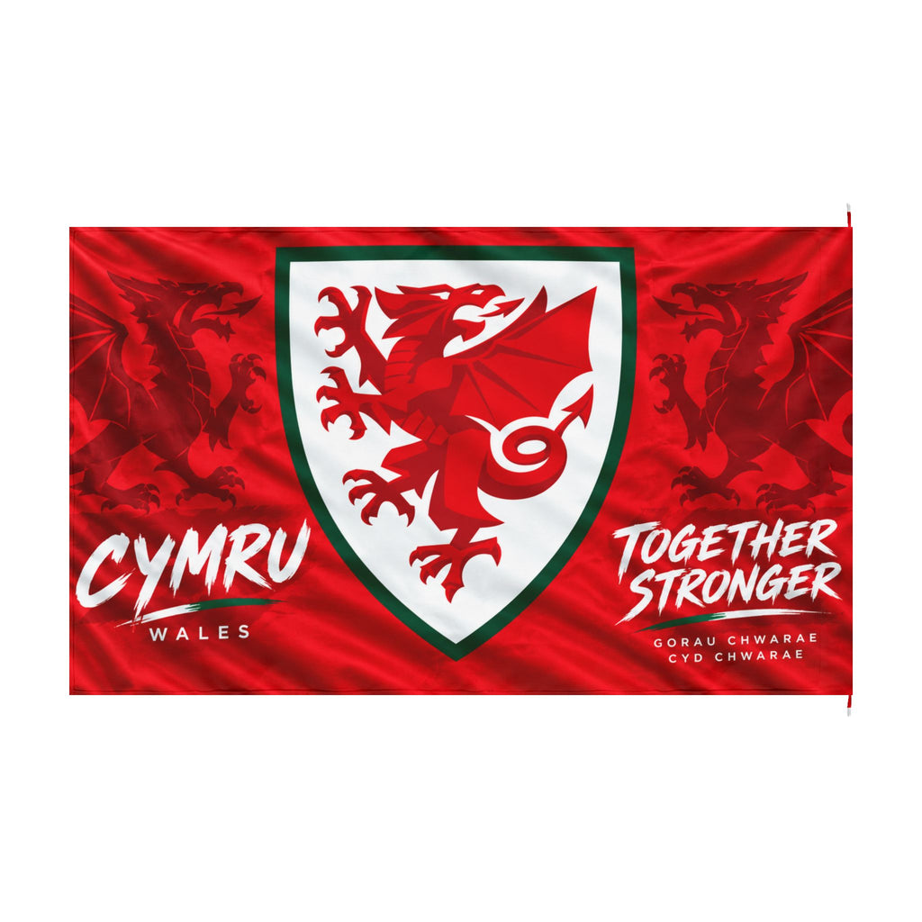 Wales Red Dragon Double-Sided Flag – "Cymru Together Stronger"