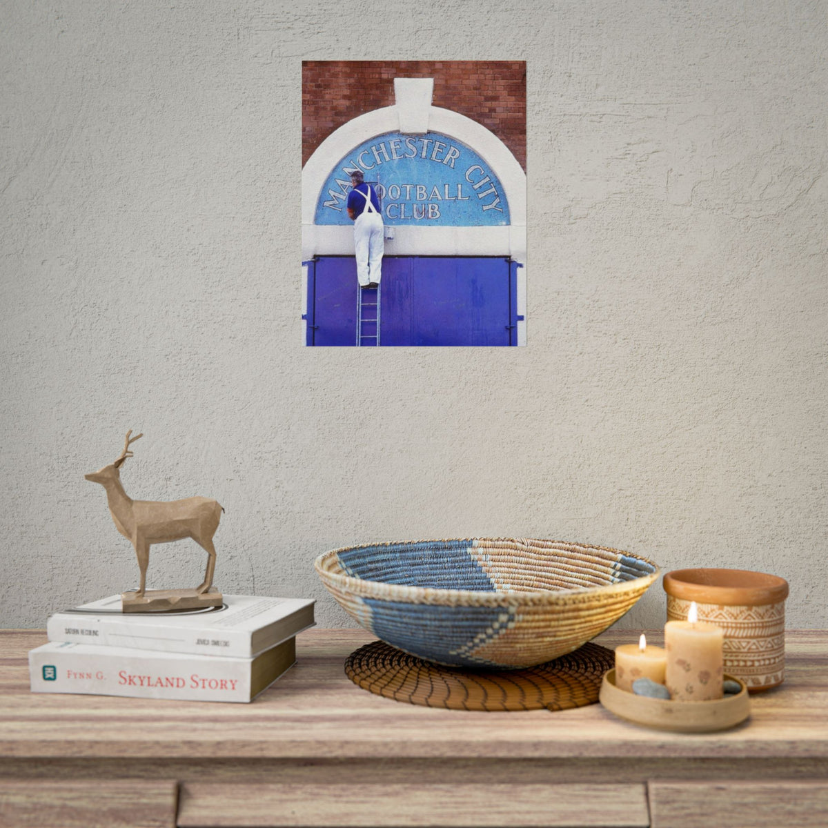Manchester City Vintage Maine Road Stadium Poster — Rolled Football Wall Art