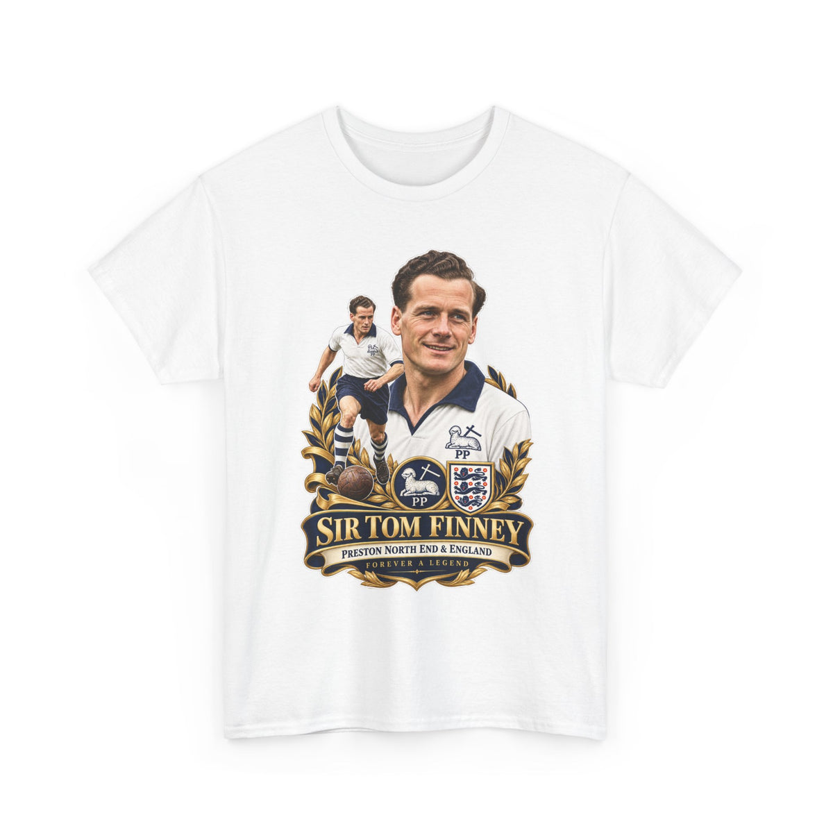 Sir Tom Finney Tribute T-Shirt – Vintage Preston North End & England Football Tee
