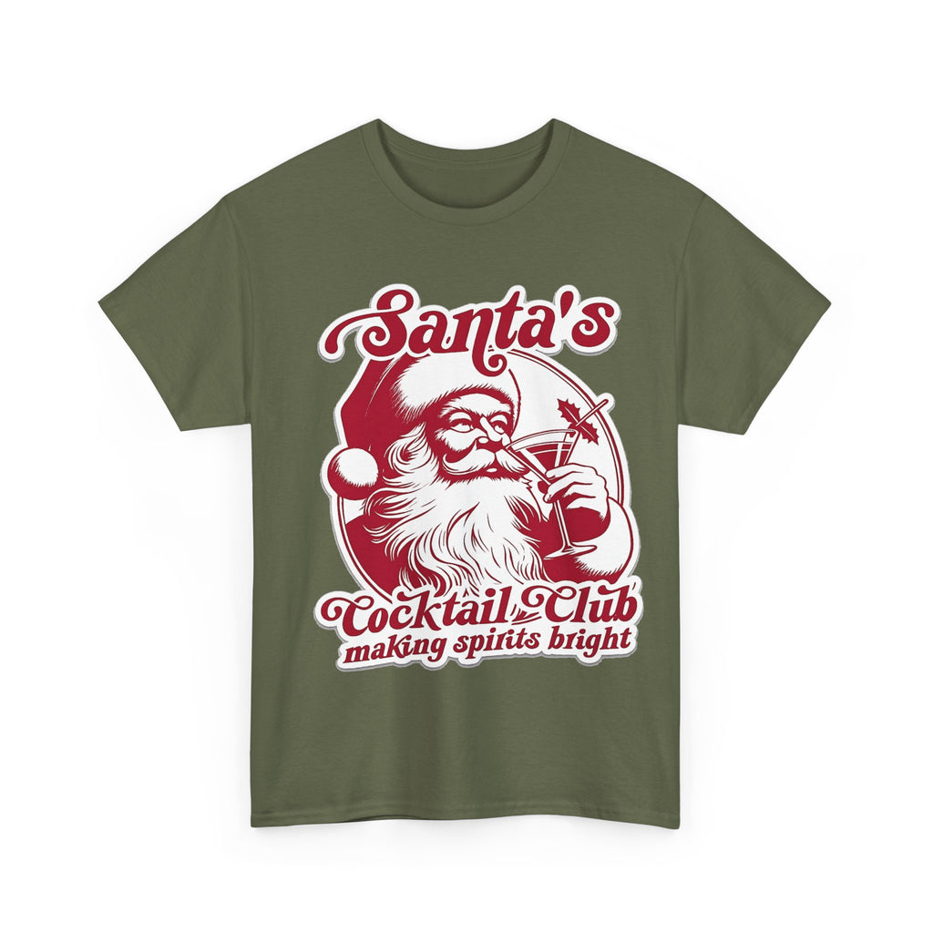 Santa’s Cocktail Club Tee — "Making Spirits Bright" Christmas Shirt