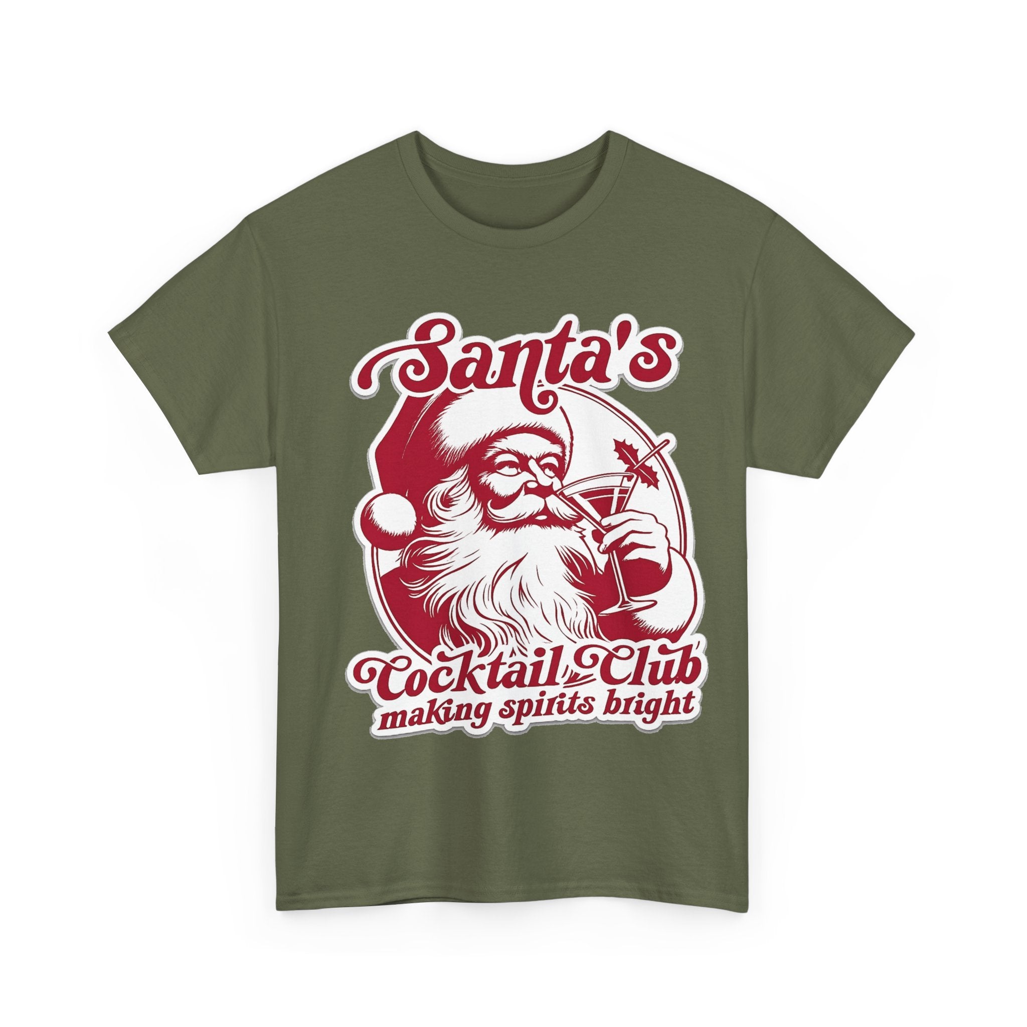 Santa’s Cocktail Club Tee — "Making Spirits Bright" Christmas Shirt