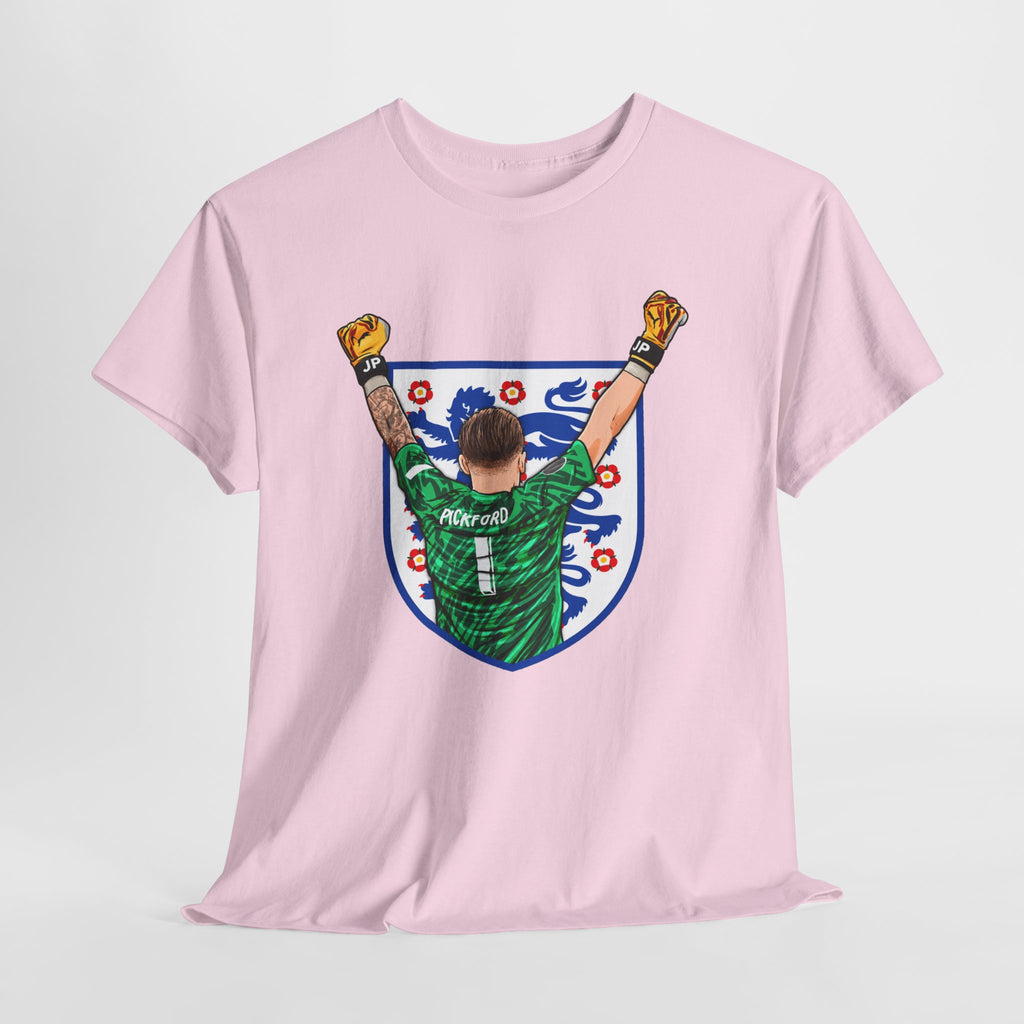 Pickford England Number 1 Goalkeeper Graphic Tee — Victory Pose Jersey Design