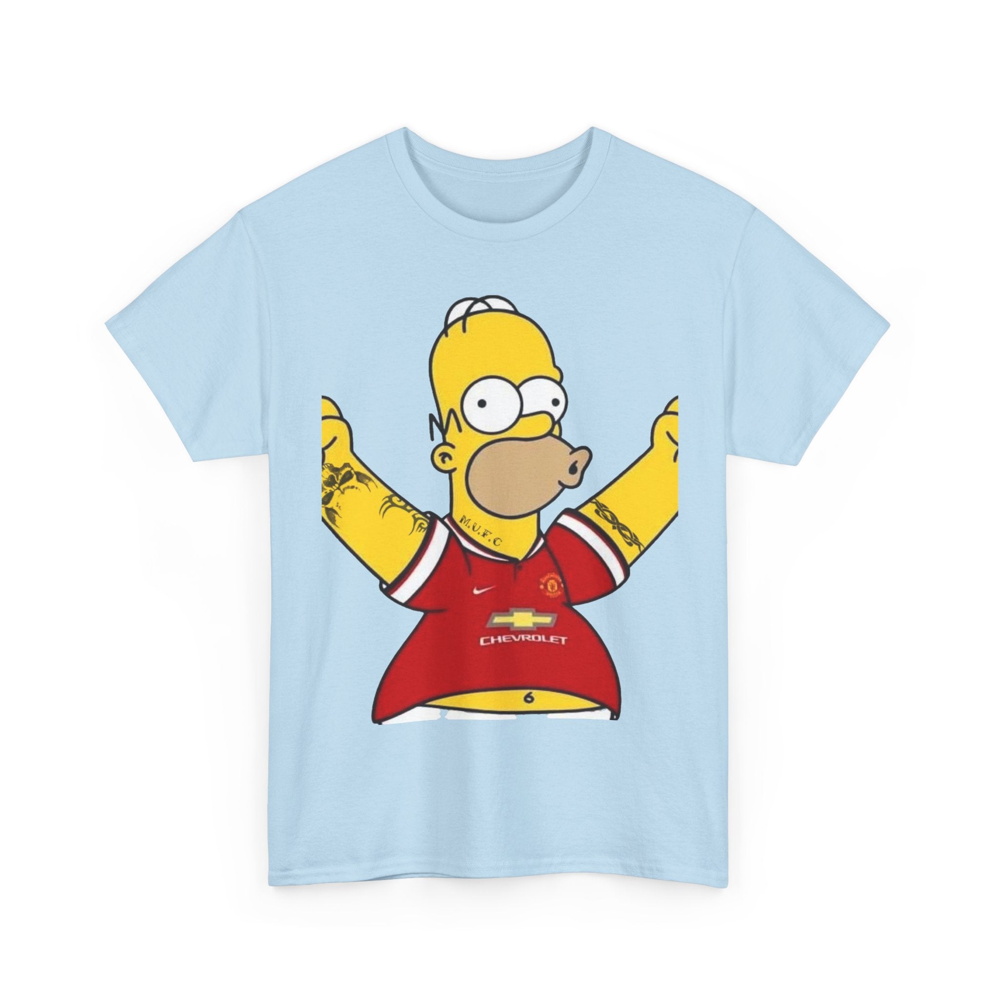 Homer Simpson Manchester Fan T-Shirt — Cartoon Football Supporter Tee