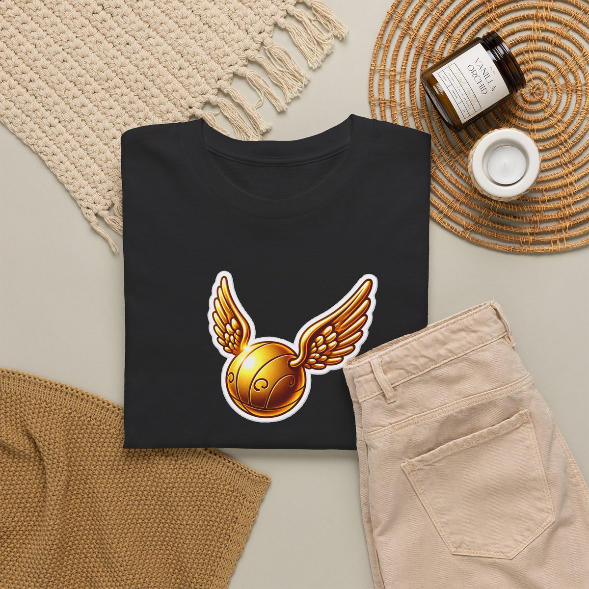 Golden Snitch Cotton T‑Shirt — Quidditch Wizarding Fan Tee