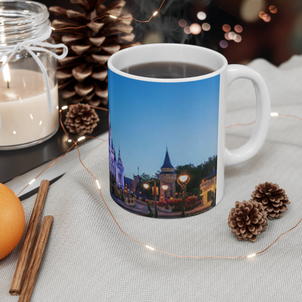 Disney Castle Nightscape Mug — Scenic Theme Park Castle Ceramic Coffee Cup (11oz, 15oz)