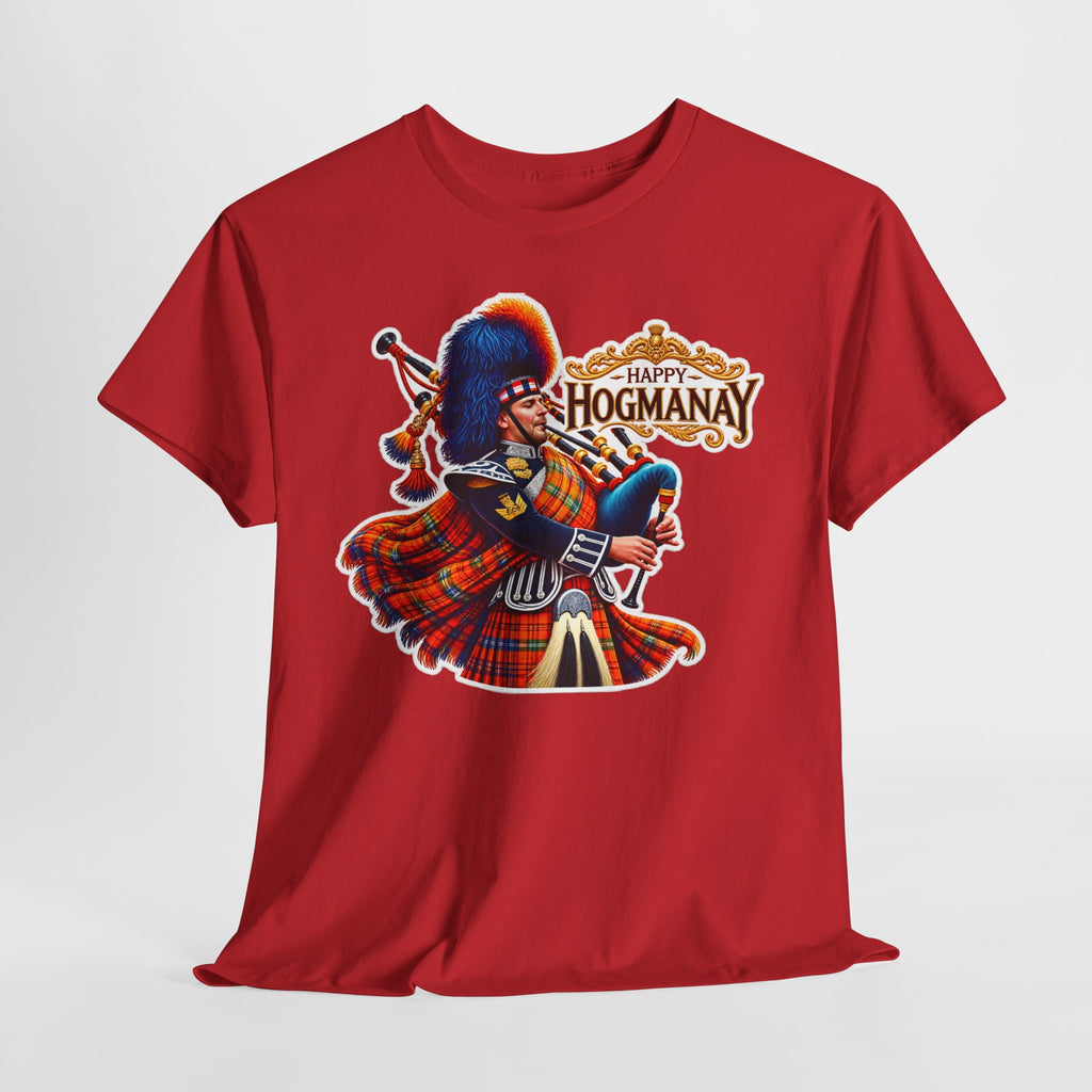 Hogmanay Bagpiper T‑Shirt — Happy Hogmanay Scottish New Year Tee