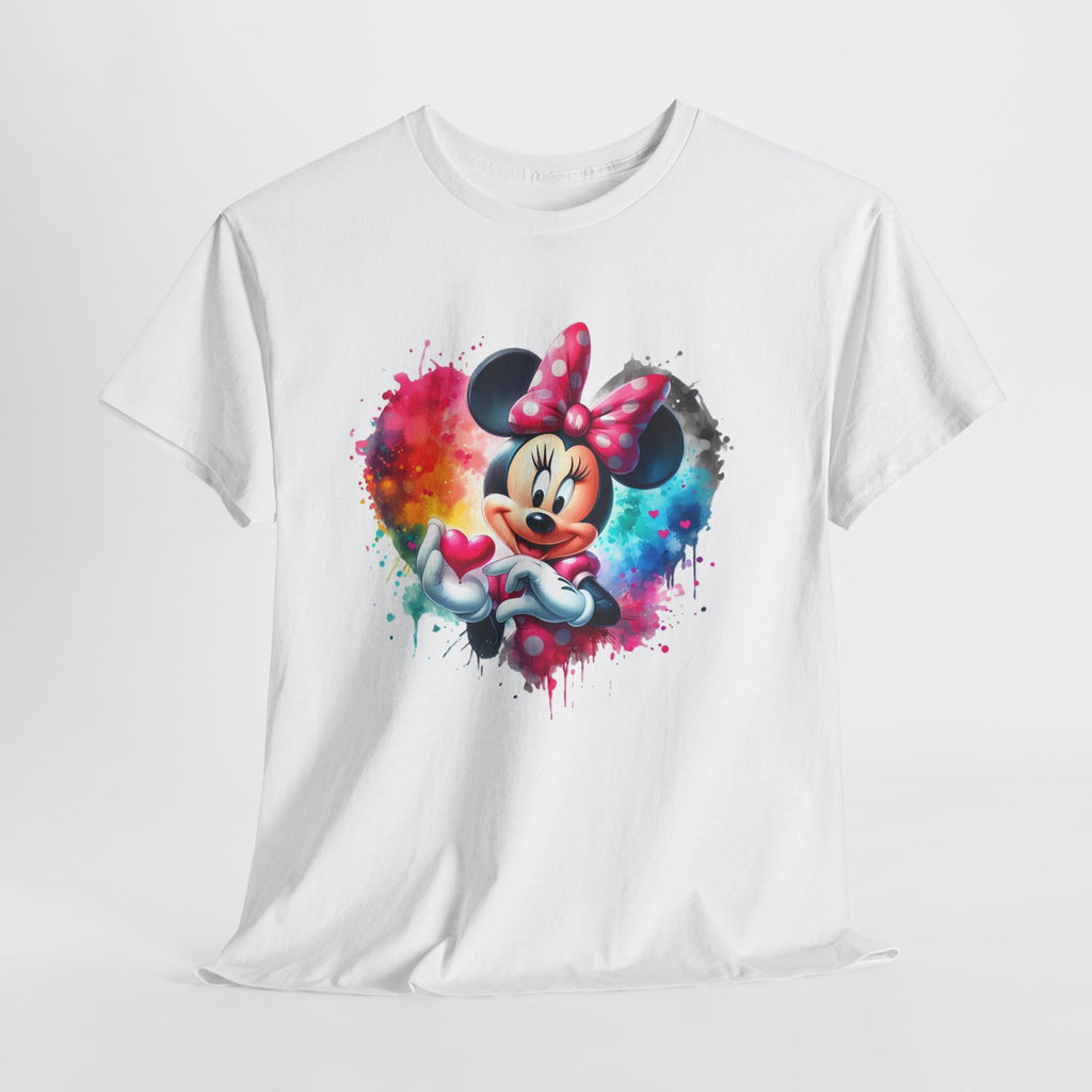 Minnie Mouse Watercolor Heart T‑Shirt