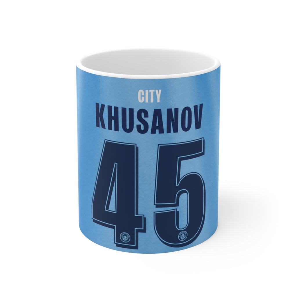 Manchester City Khusanov Jersey Mug - 'City Khusanov 45' Ceramic Coffee Cup (11oz/15oz)