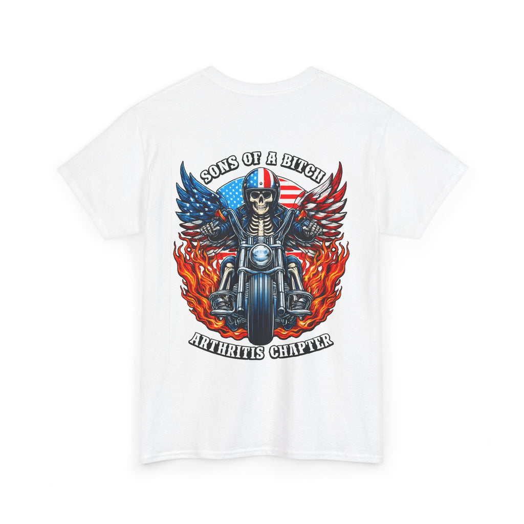 Motorcycle Skull Tee — "Sons of a B***h" Patriotic Biker Shirt