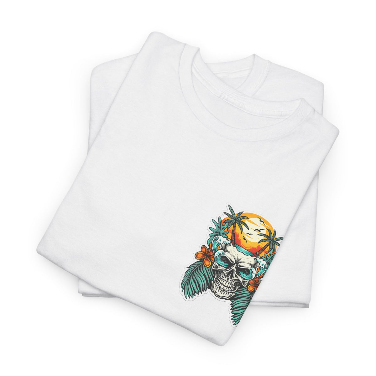 Tropical Skull Tee — Sunset Palm Beach Skull T-Shirt