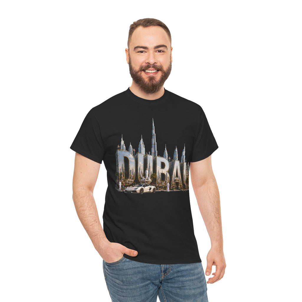 Dubai Skyline T-Shirt — Dubai Cityscape Graphic Tee with Burj Khalifa
