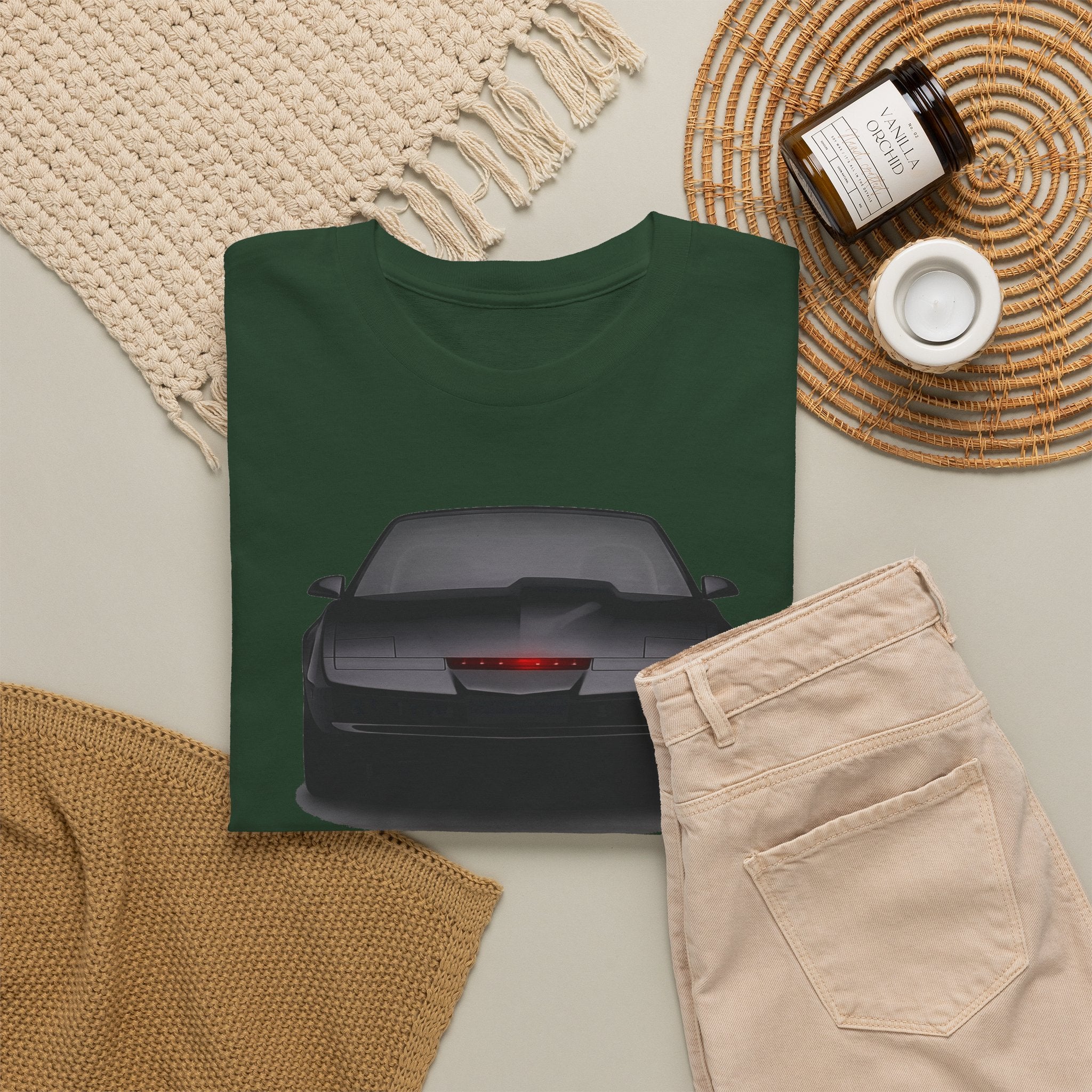 KITT-Inspired Retro Sports Car Tee — Front View Knight Rider Car Graphic Shirt