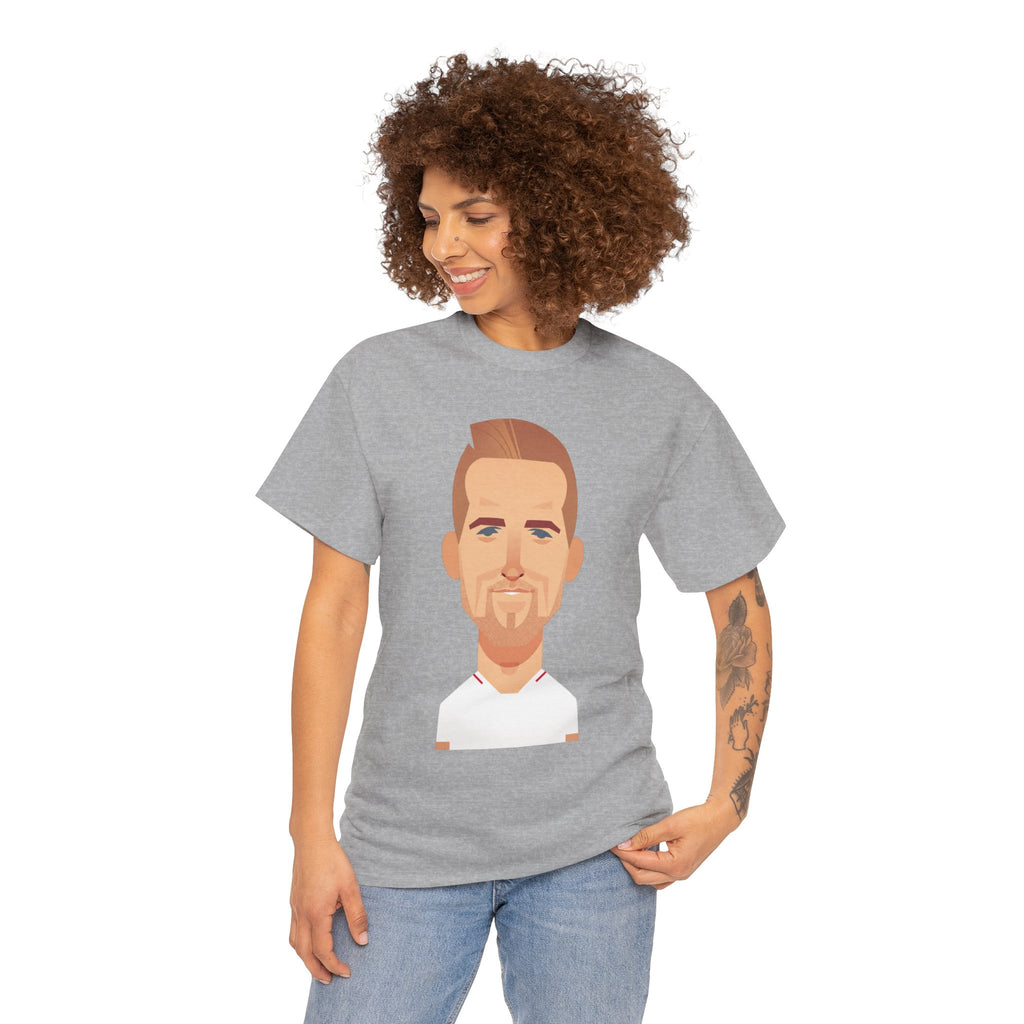 Harry Kane England Caricature Portrait Tee — Minimal Male Face Graphic Cotton T-Shirt