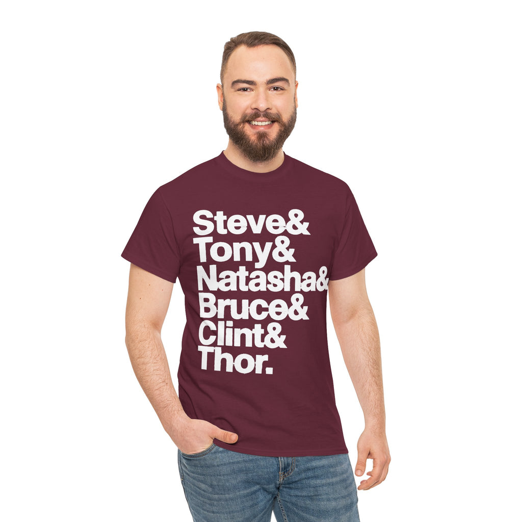Avenger Names T-Shirt — Steve & Tony & Natasha & Bruce & Clint & Thor Tee