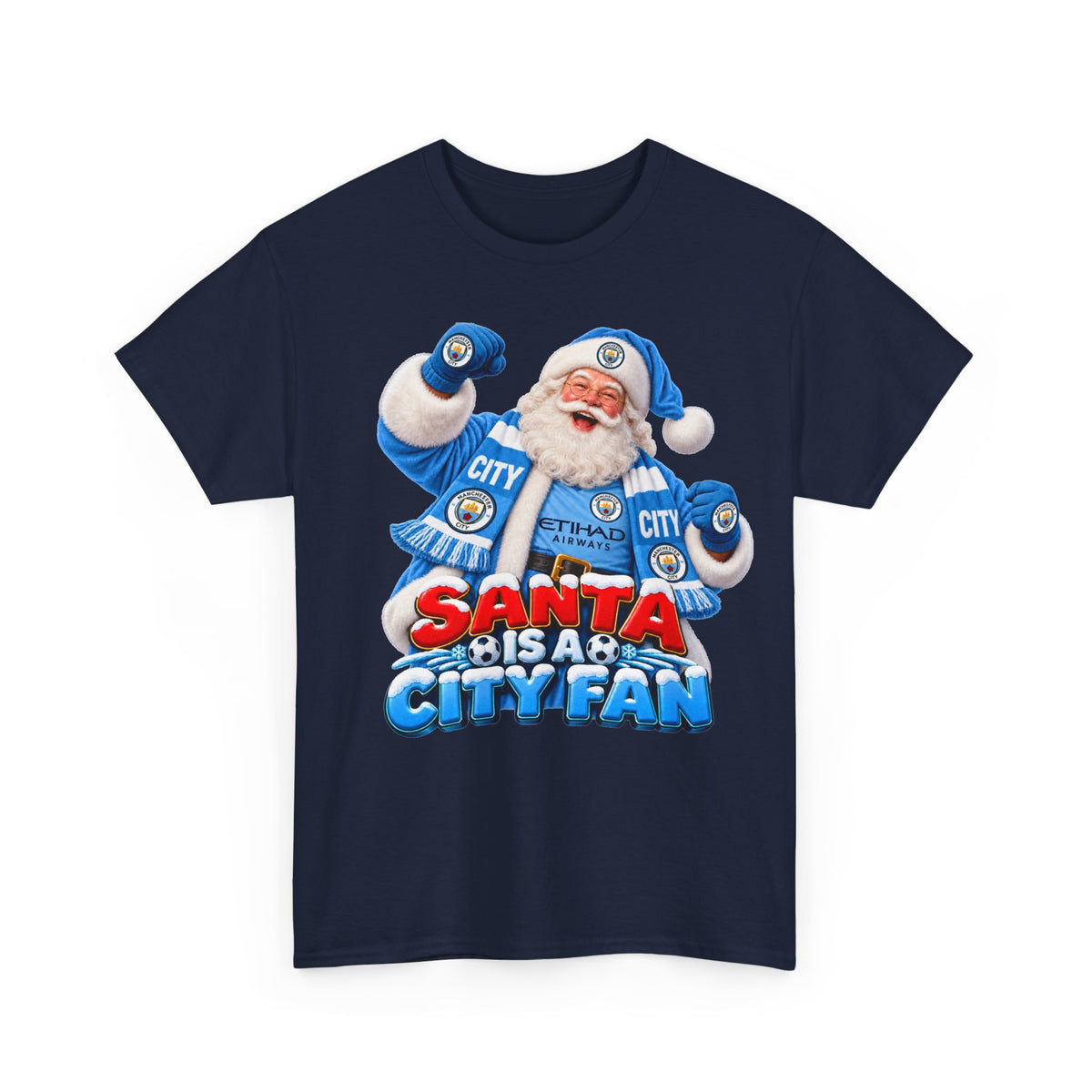 Santa Is A City Fan T-Shirt — Festive Soccer Fan Christmas Tee
