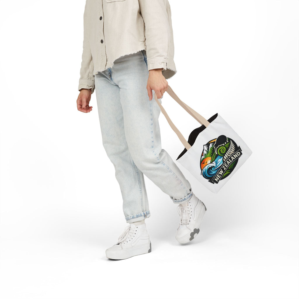 New Zealand Scenic Tote Bag — Kiwi, Mountains & Waves Canvas Tote