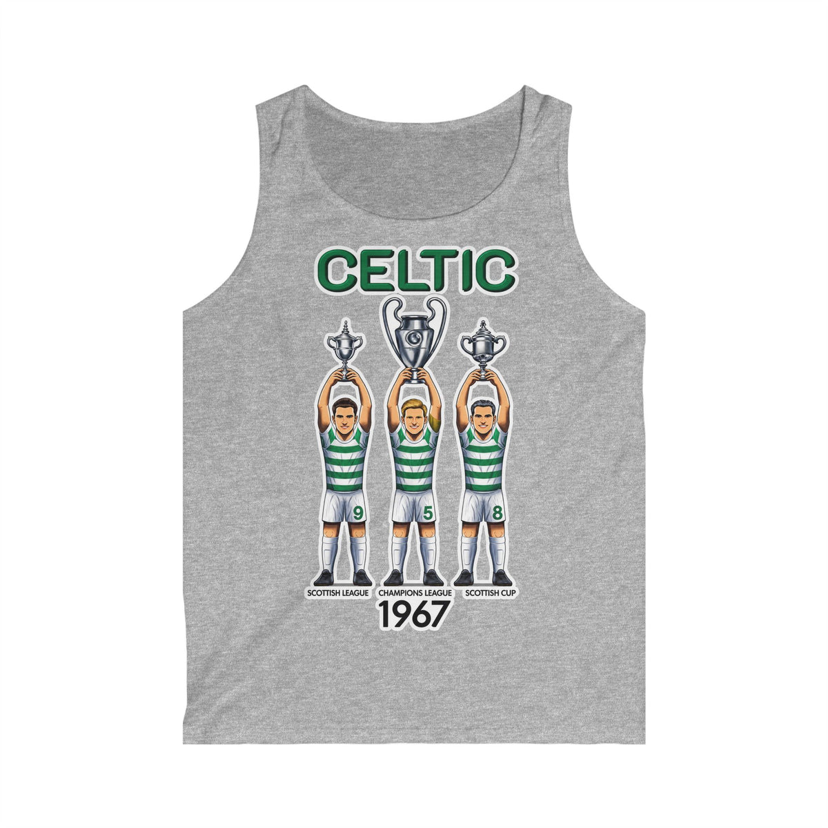 Celtic 1967 Champions Tank Top — Vintage Soccer Trophy Graphic