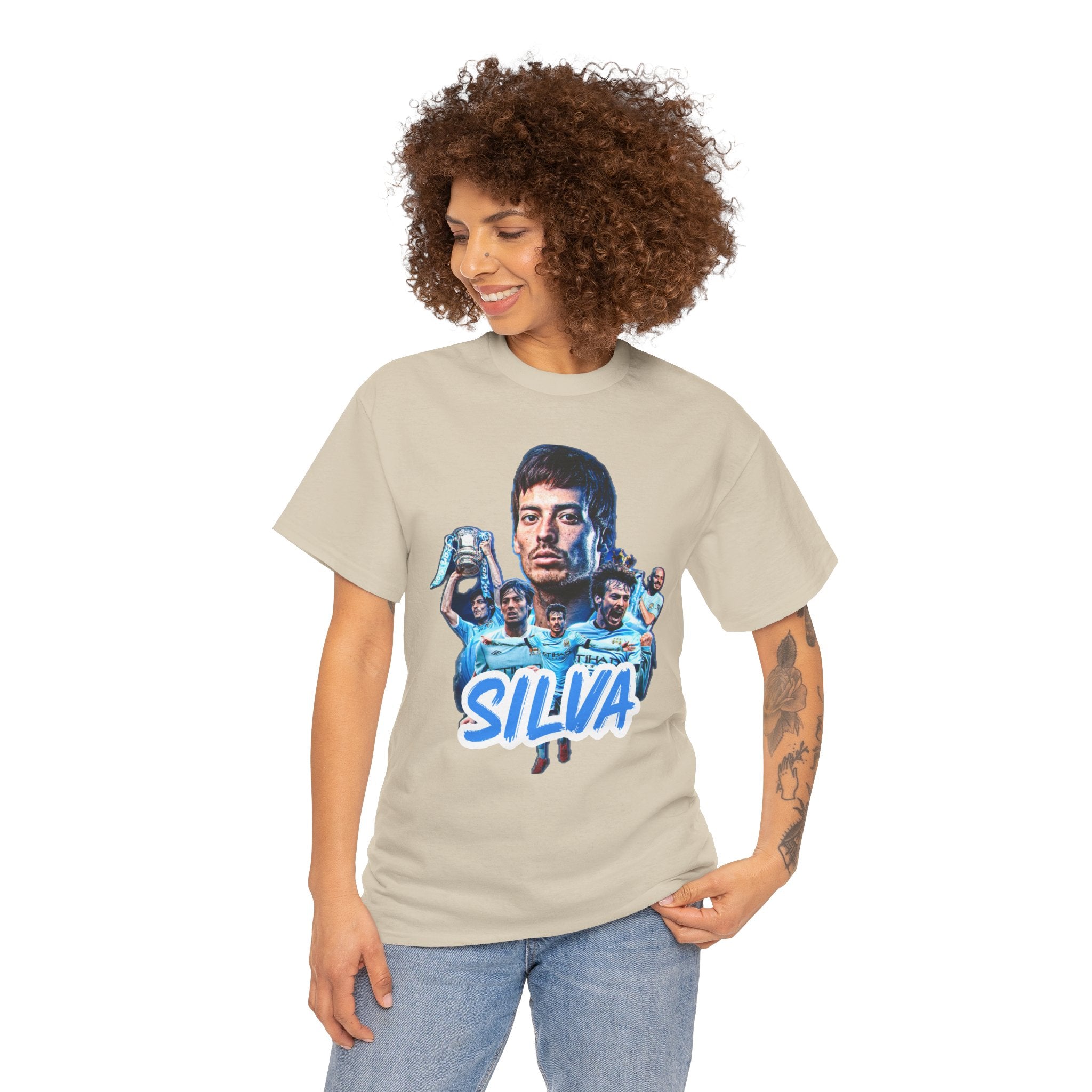 David Silva Manchester City Soccer Tee — Classic Player Portrait Football Shirt