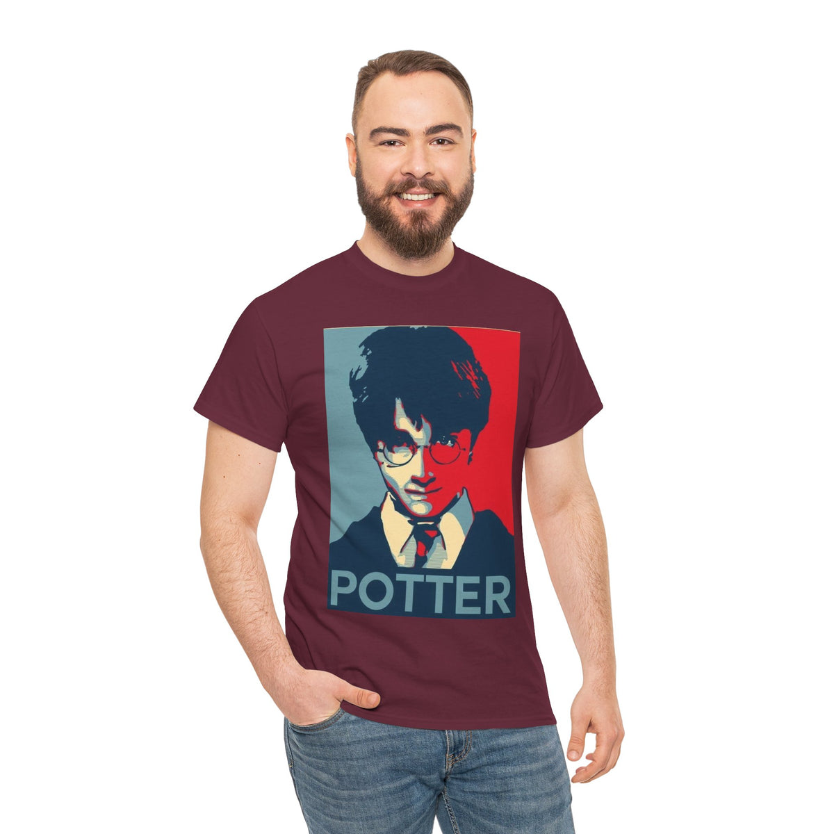 Harry Potter Inspired Vintage Wizard Portrait Cotton T‑Shirt — 'Potter' Graphic Tee